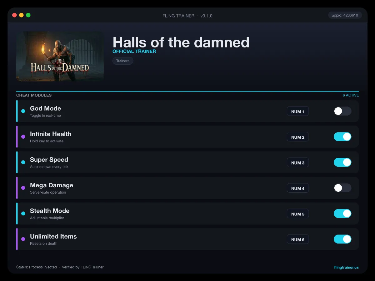 Halls of the damned Trainer interface