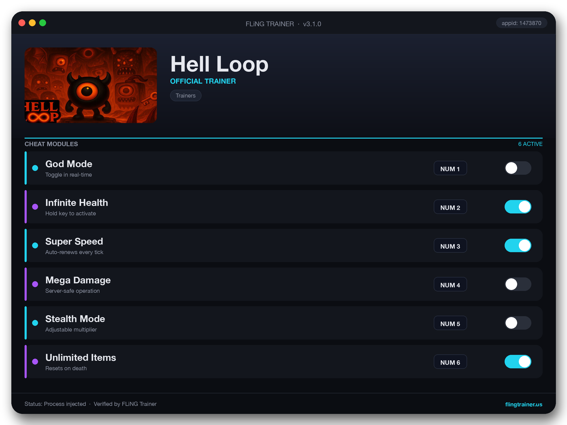Hell Loop Trainer interface