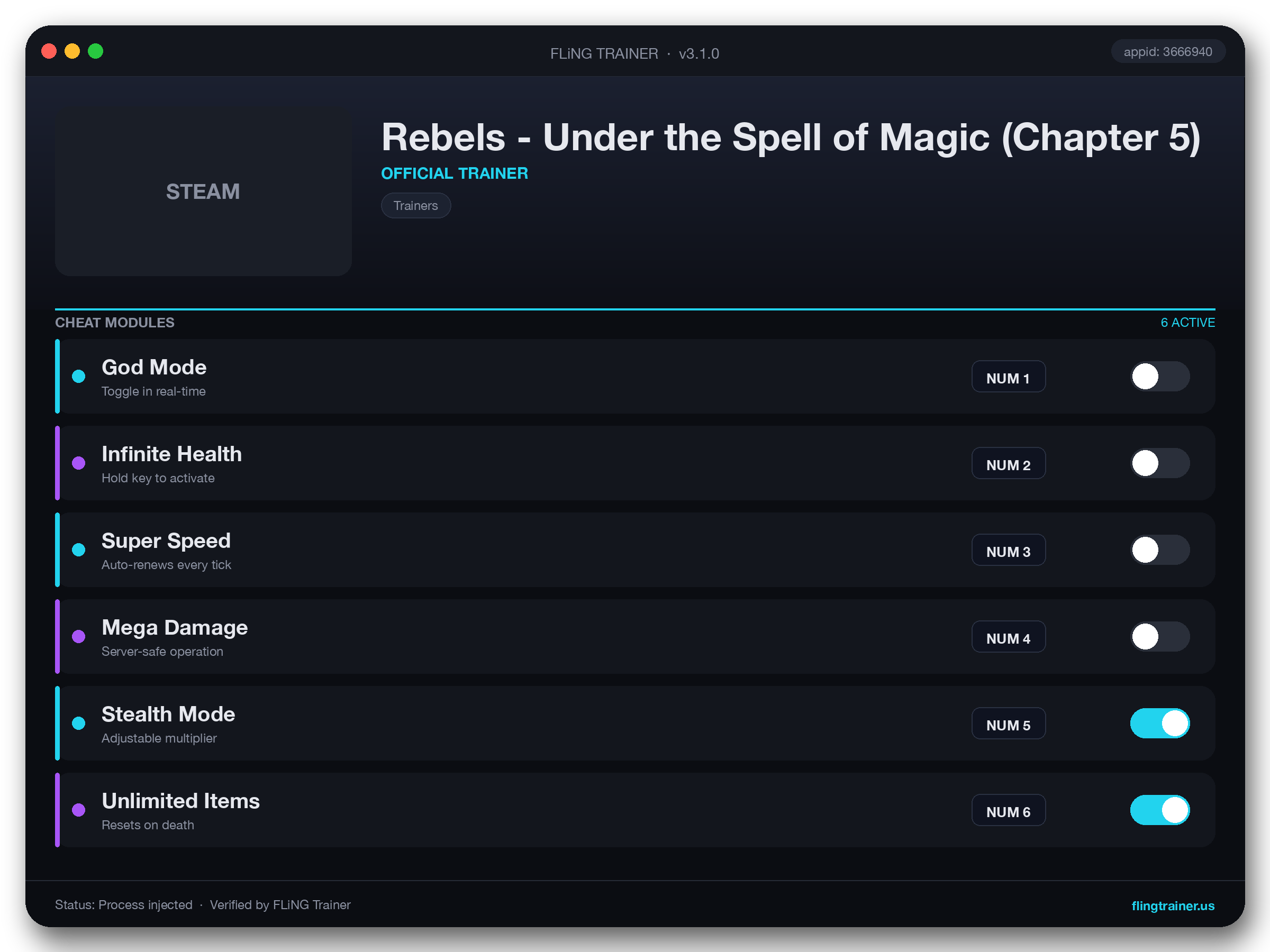 Rebels - Under the Spell of Magic (Chapter 5) Trainer interface