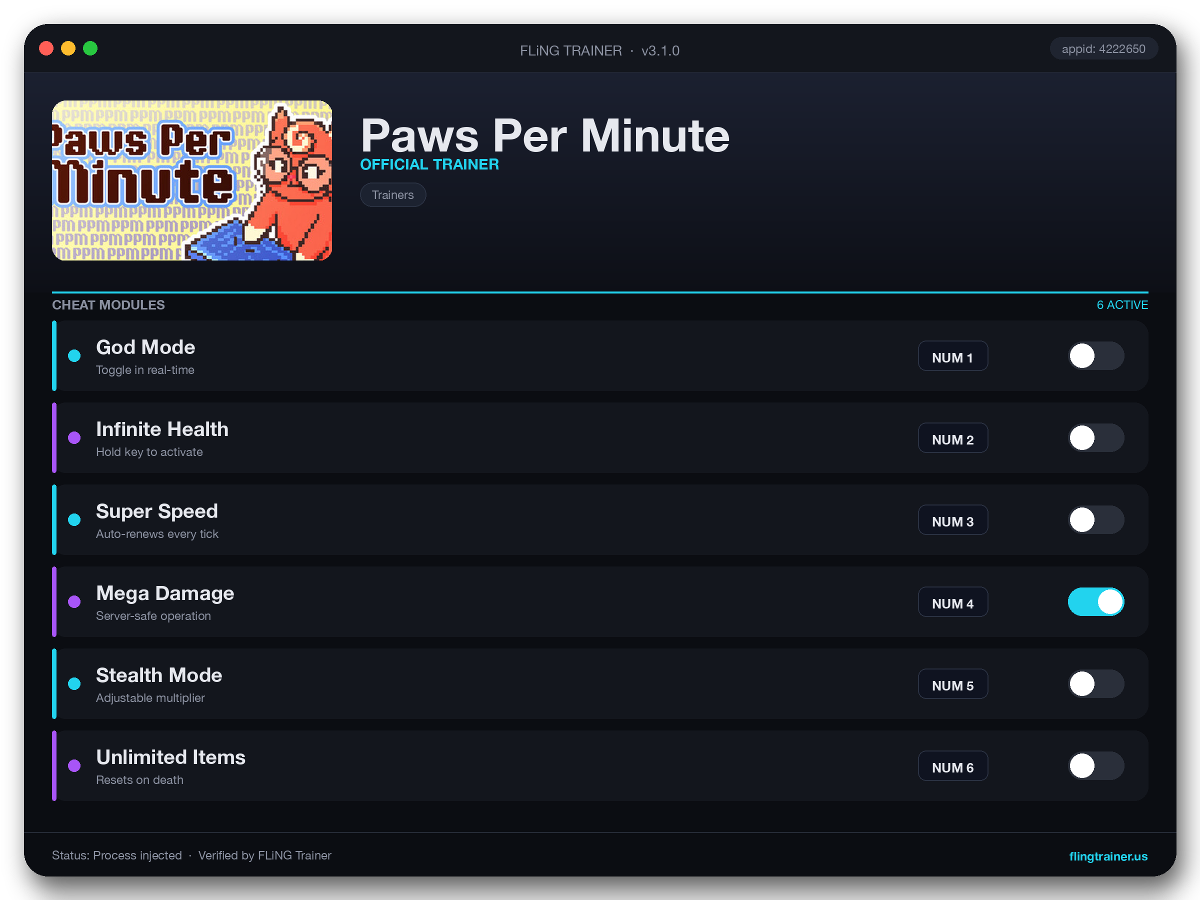 Paws Per Minute Trainer interface