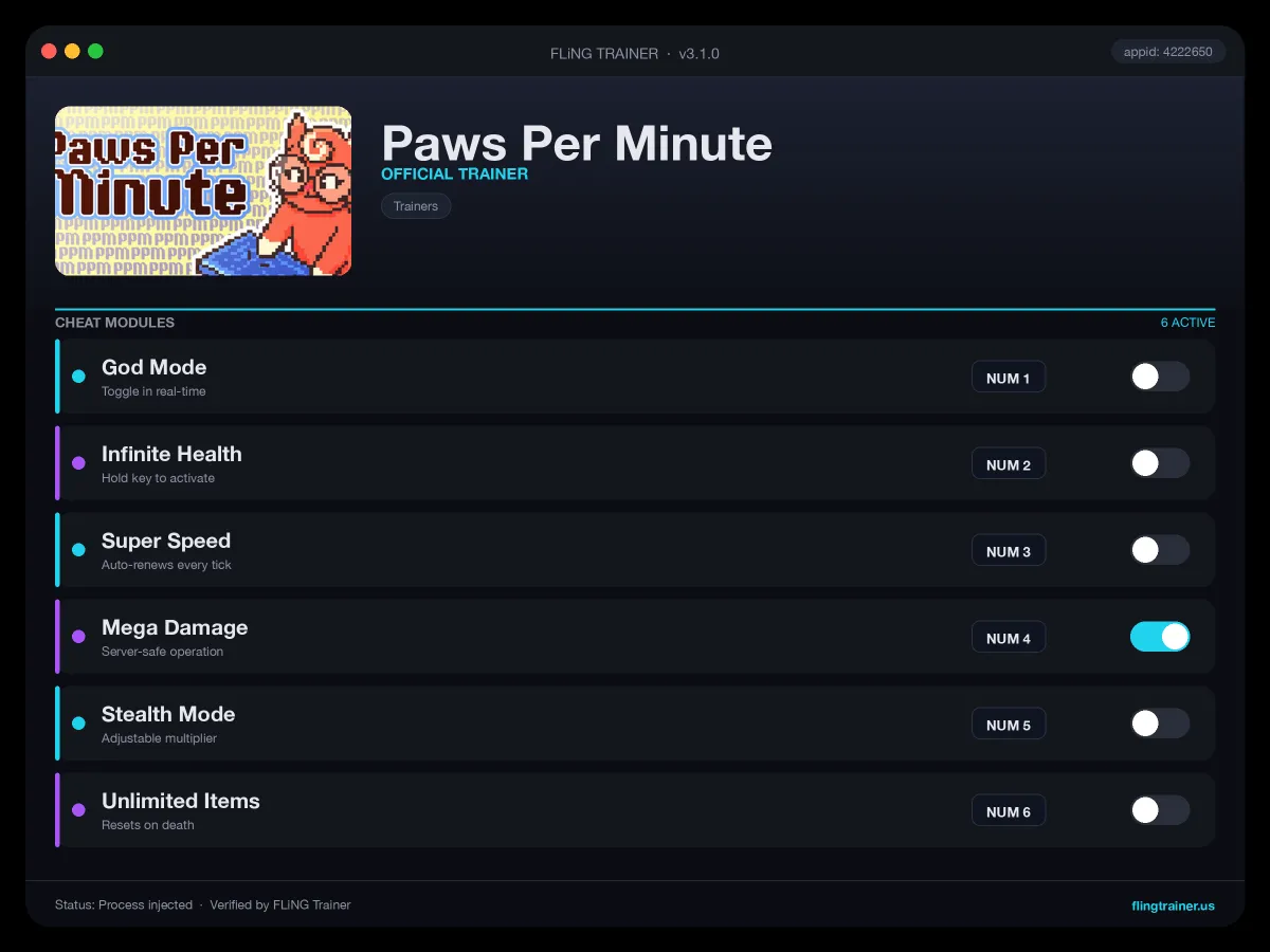 Paws Per Minute Trainer interface