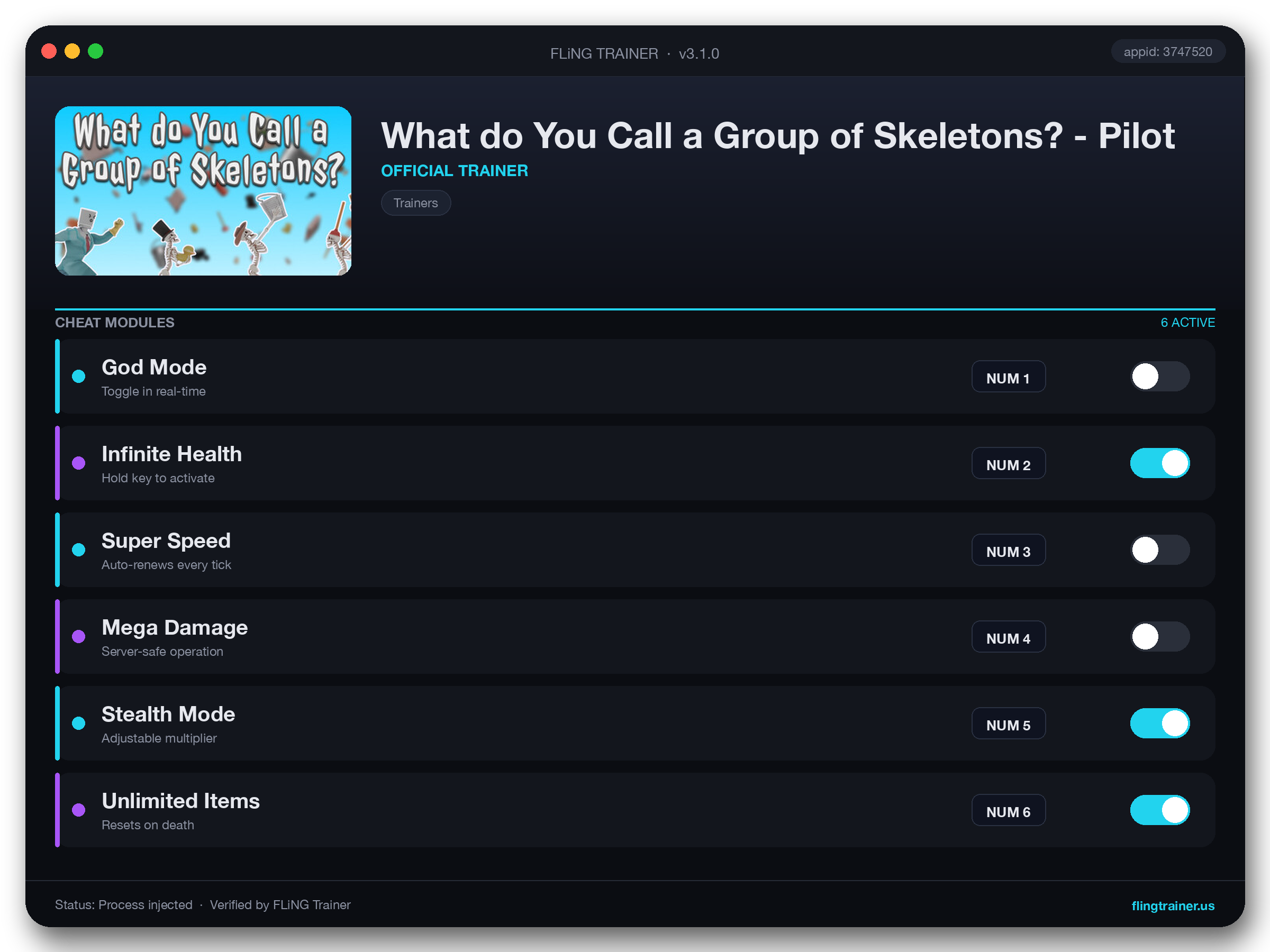 What do You Call a Group of Skeletons? - Pilot Trainer interface