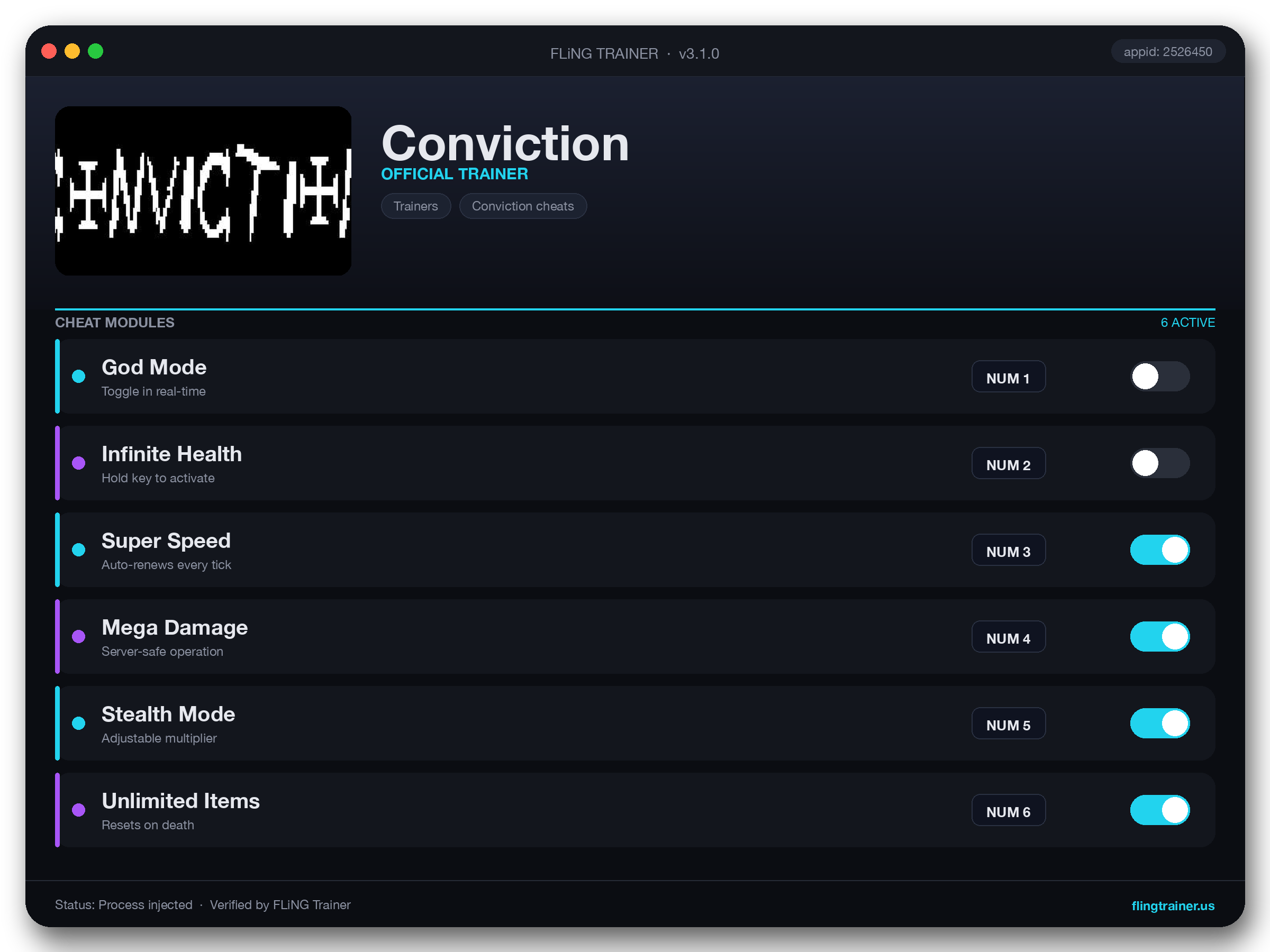 Conviction Trainer interface