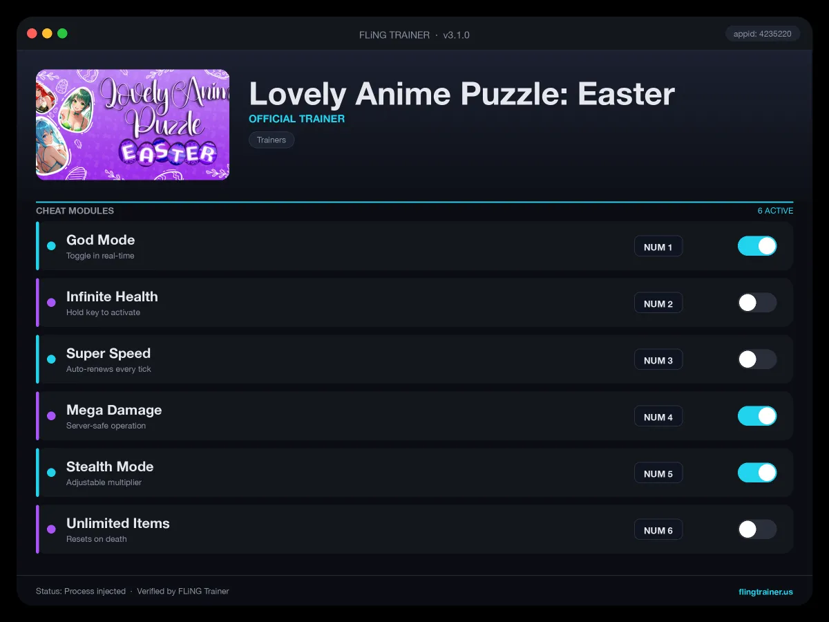 Lovely Anime Puzzle: Easter Trainer interface