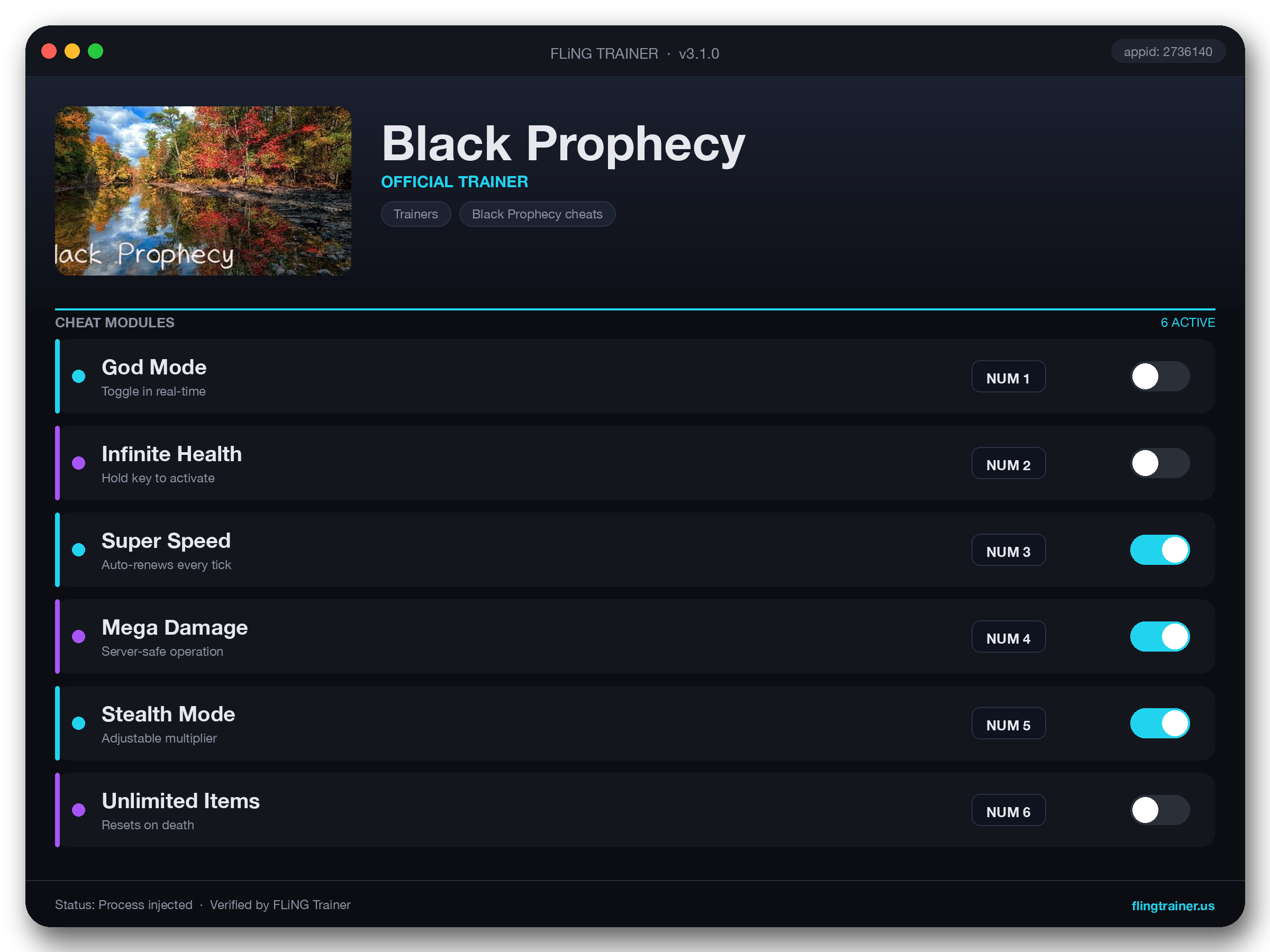 Black Prophecy Trainer interface