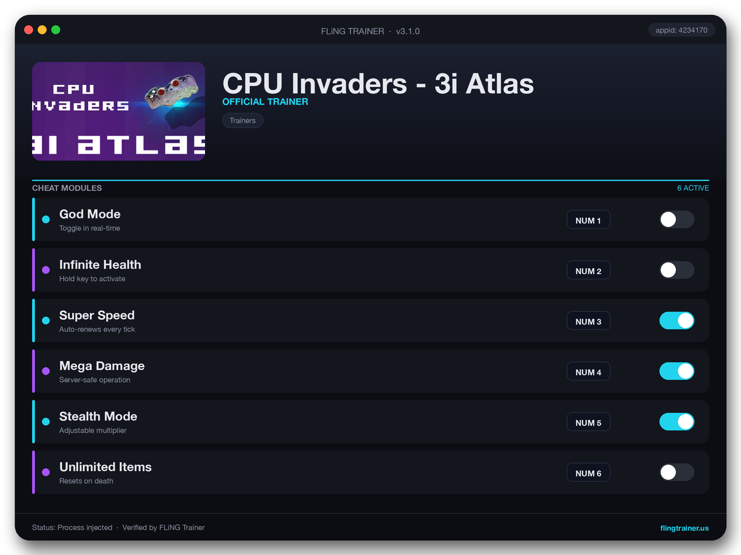 CPU Invaders - 3i Atlas Trainer interface