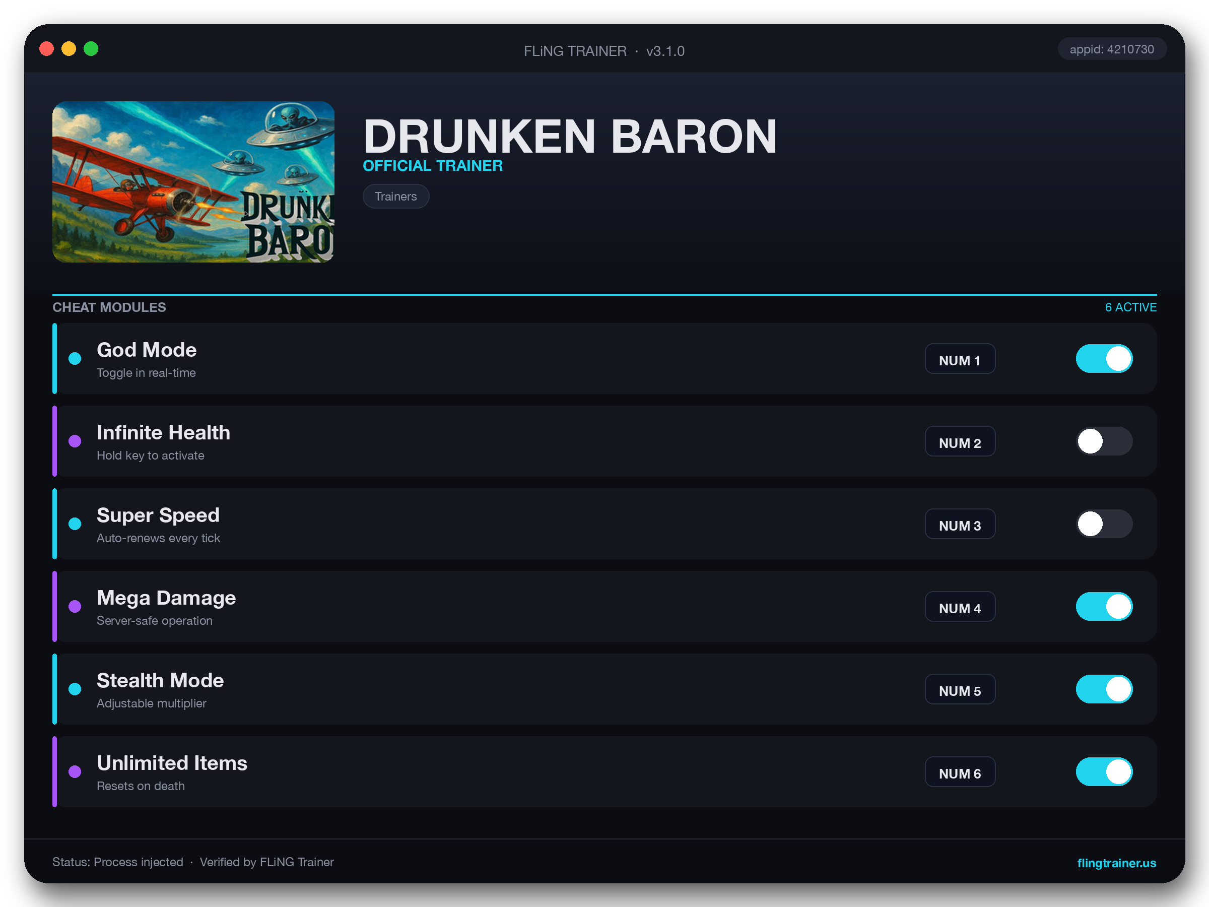 DRUNKEN BARON Trainer interface