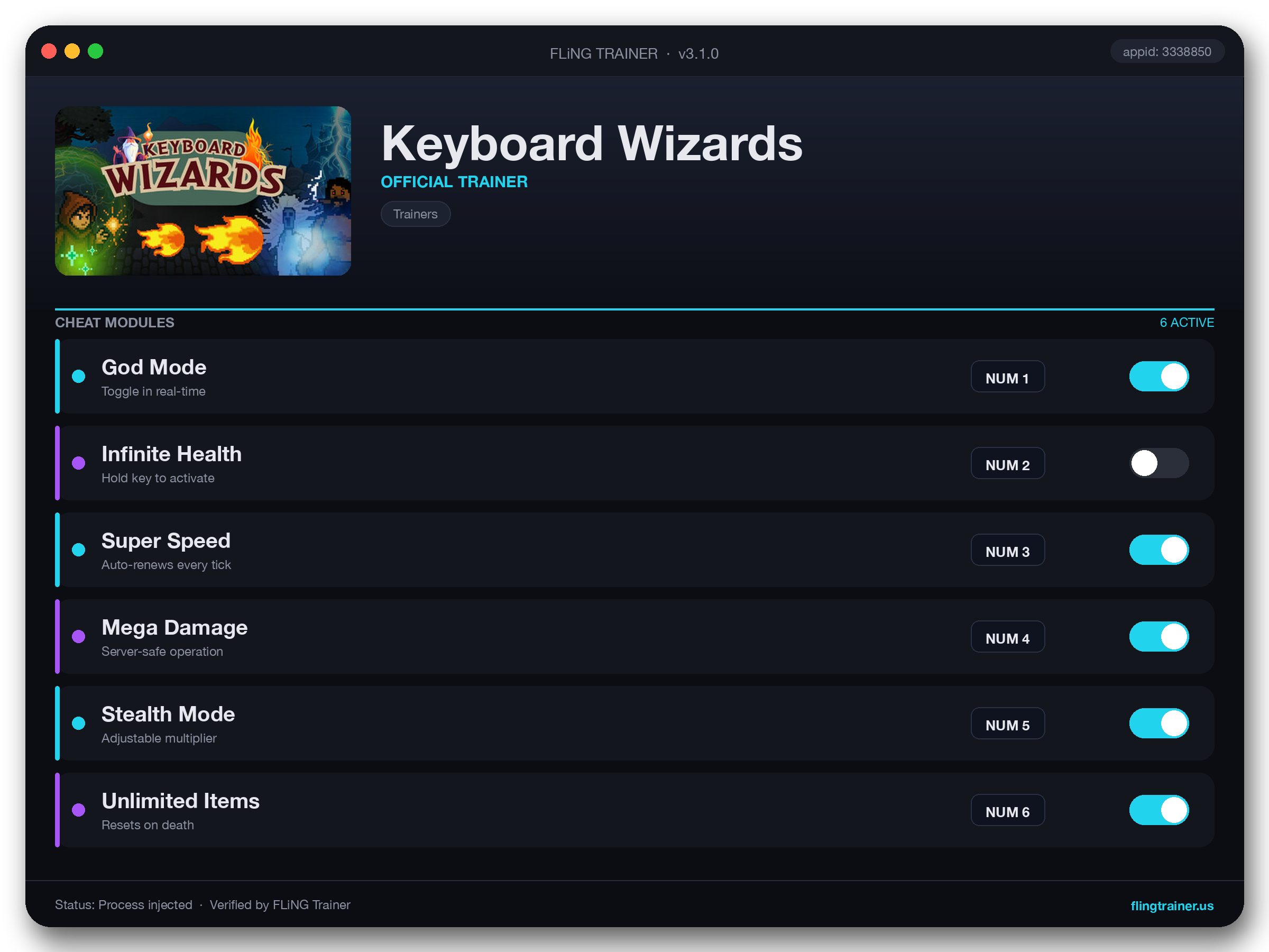Keyboard Wizards Trainer interface