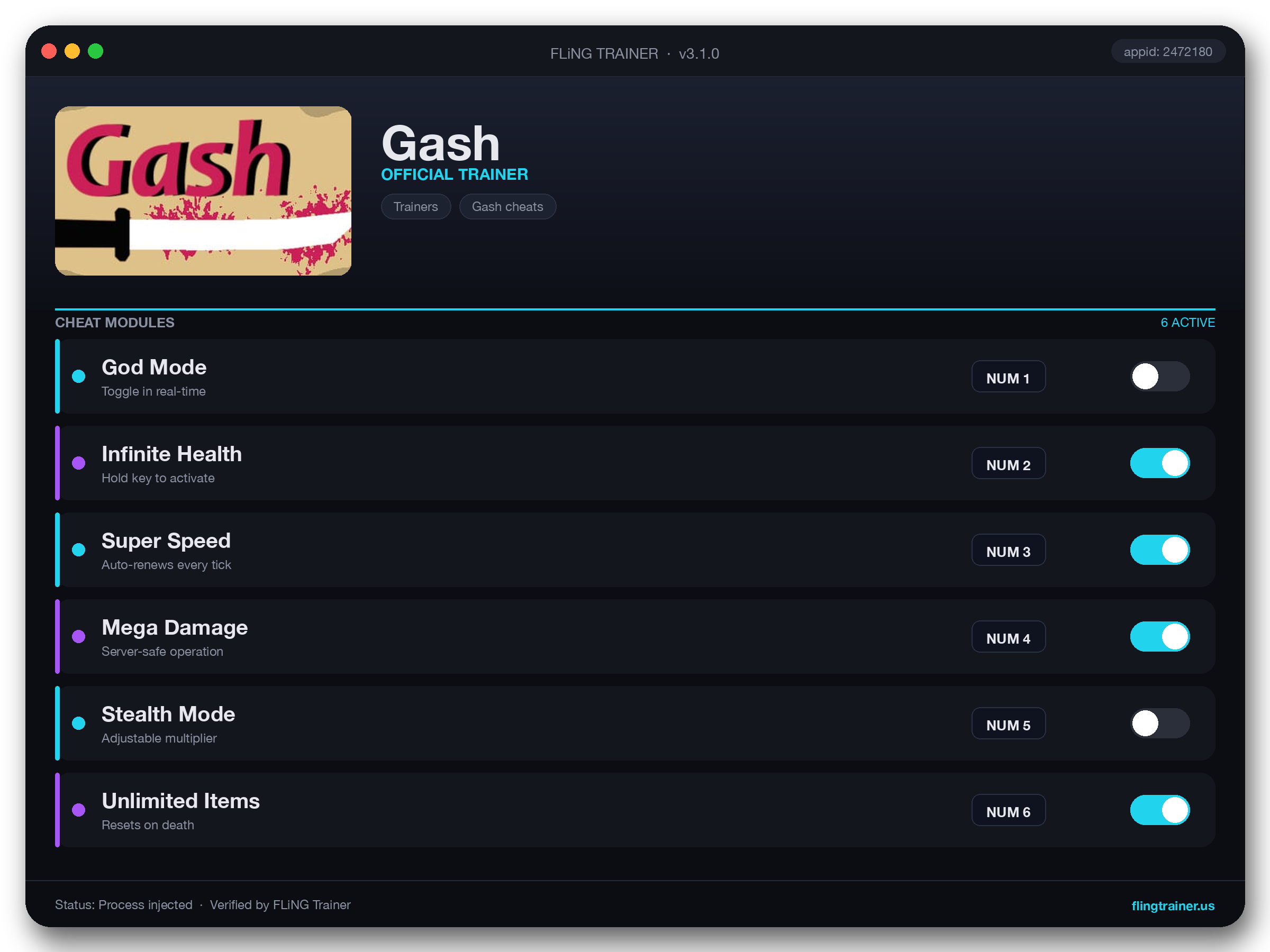 Gash Trainer interface