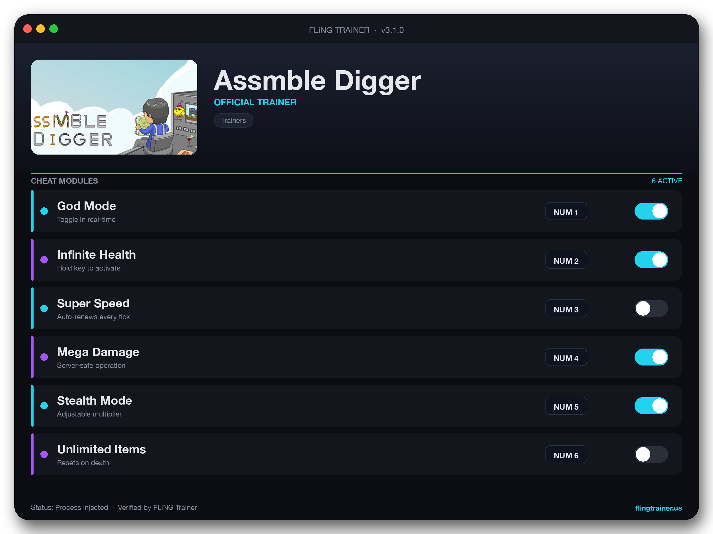 Assmble Digger Trainer interface