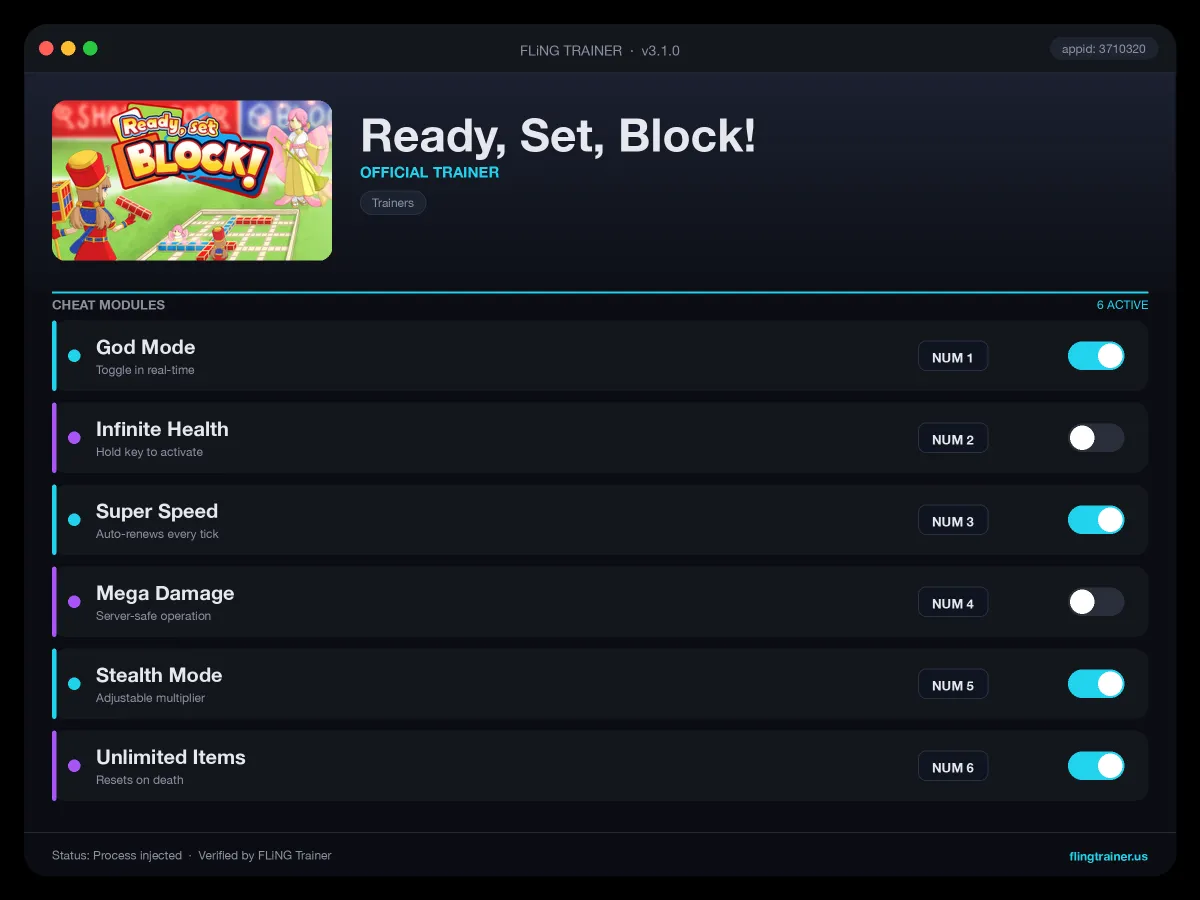 Ready, Set, Block! Trainer interface