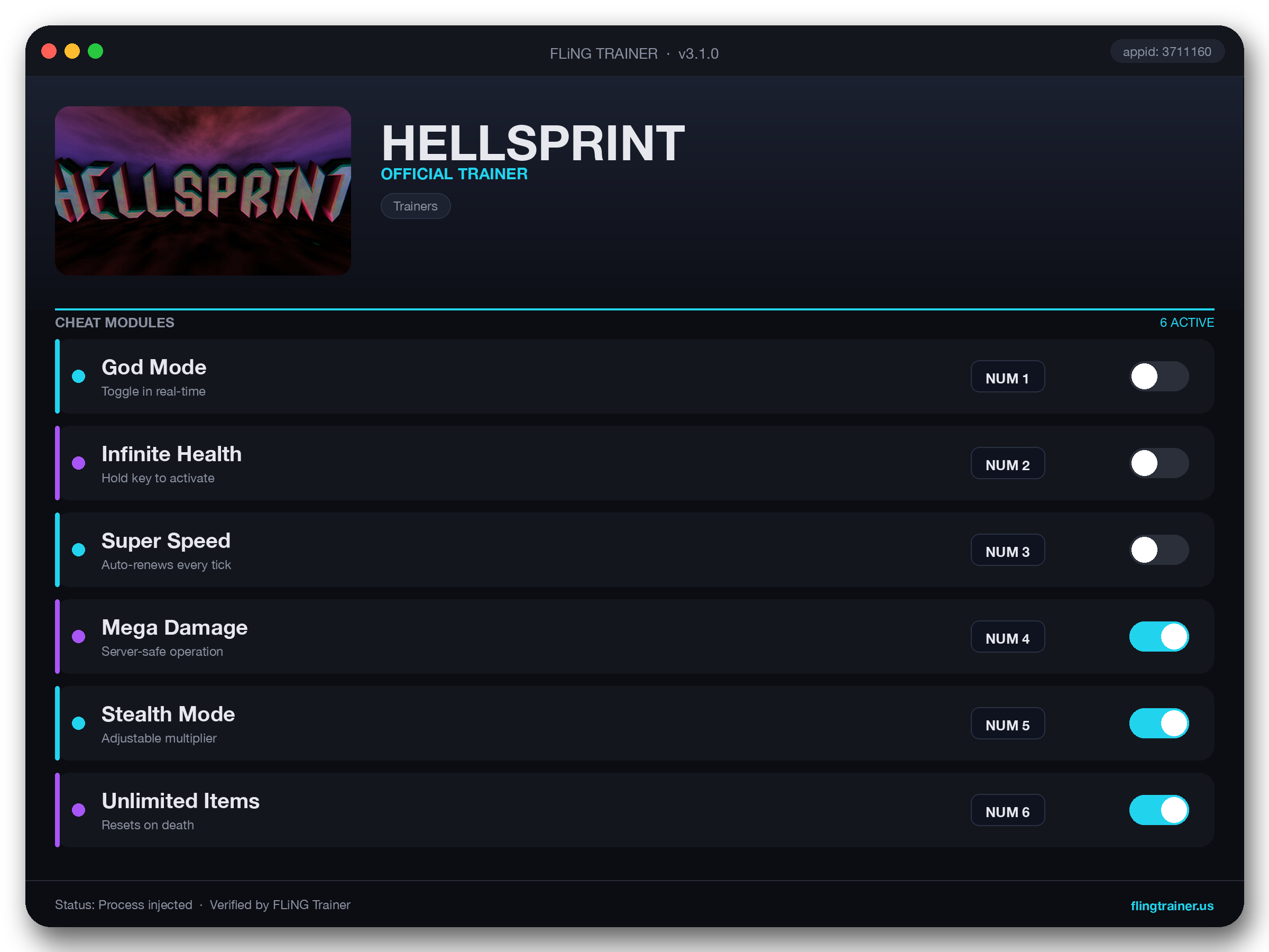 HELLSPRINT Trainer interface