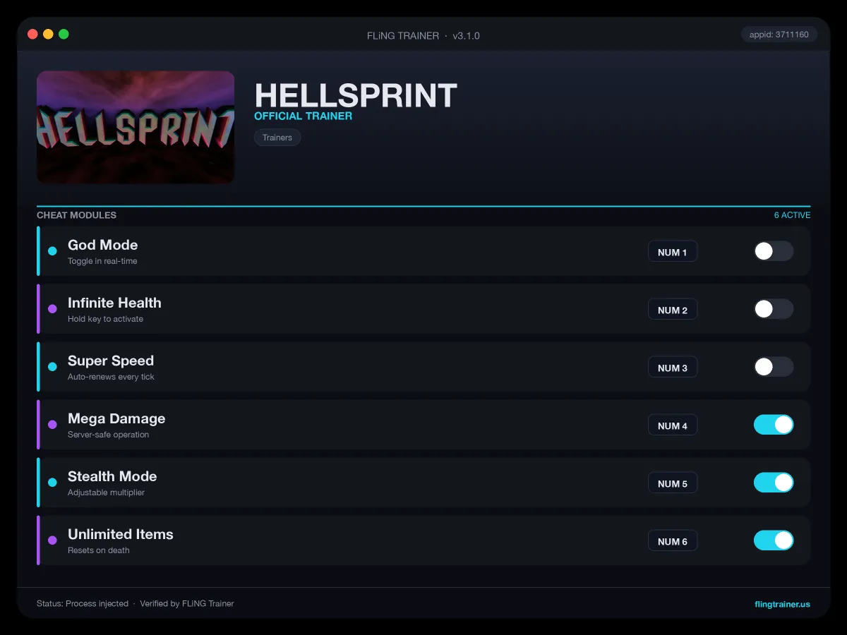 HELLSPRINT Trainer interface
