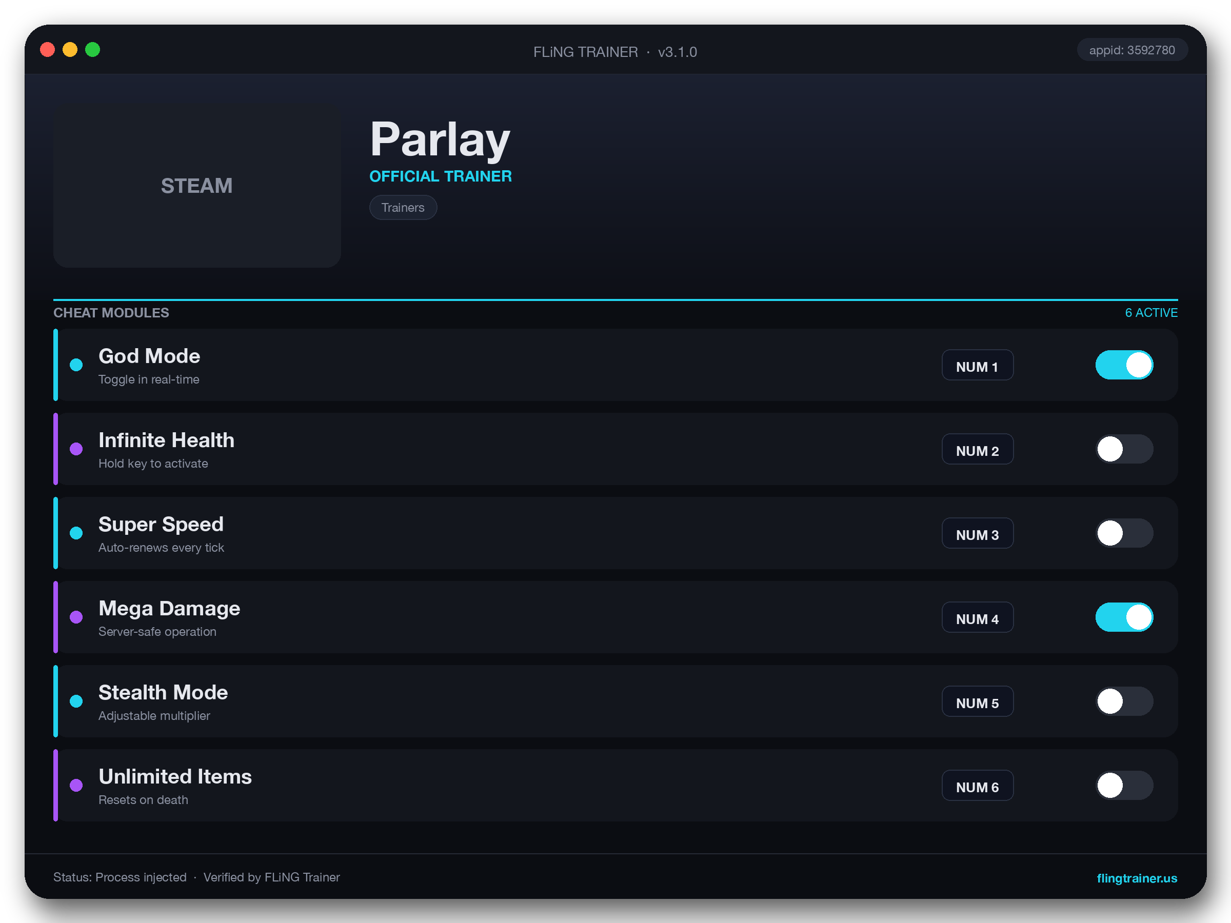 Parlay Trainer interface