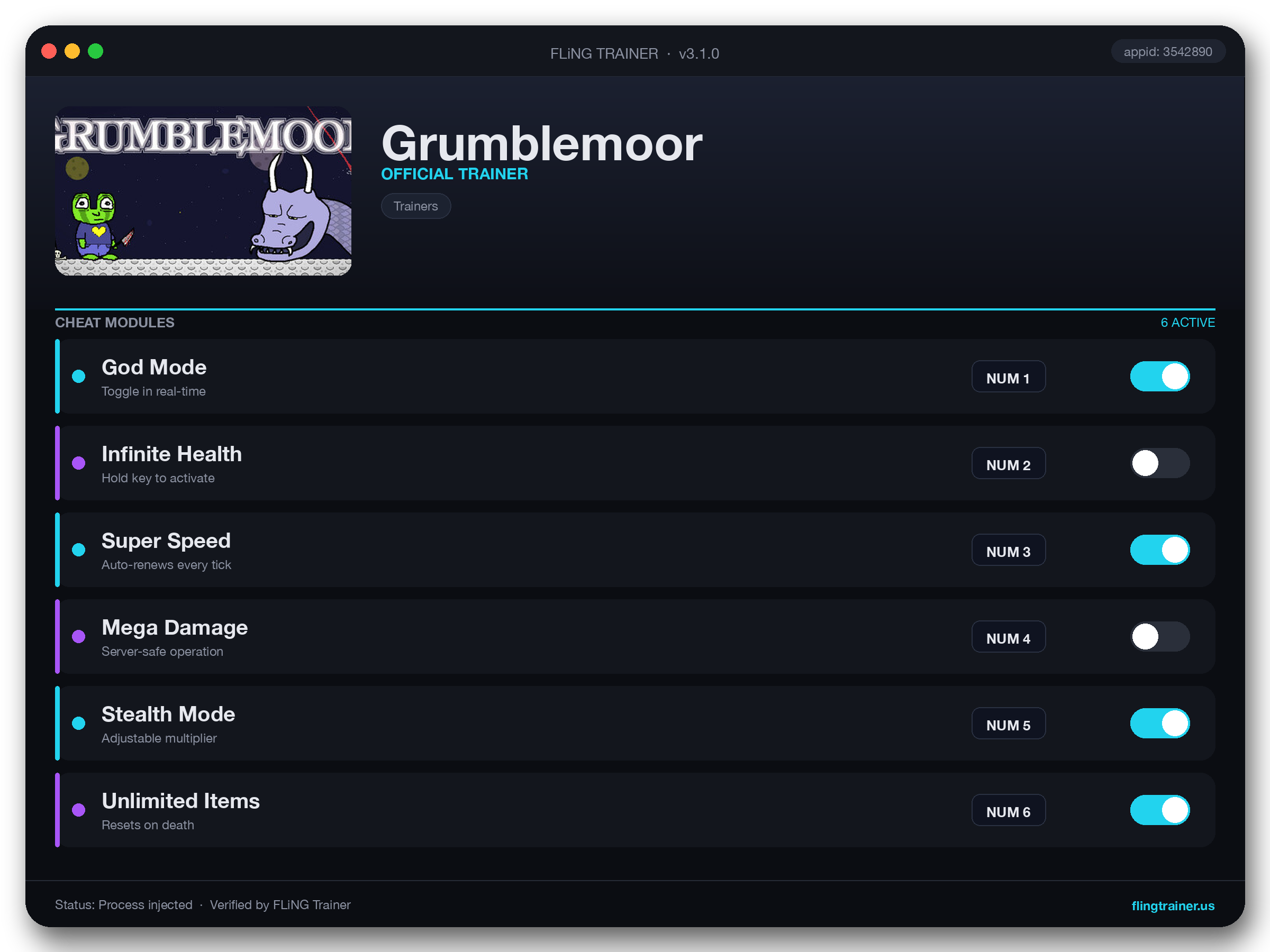 Grumblemoor Trainer interface