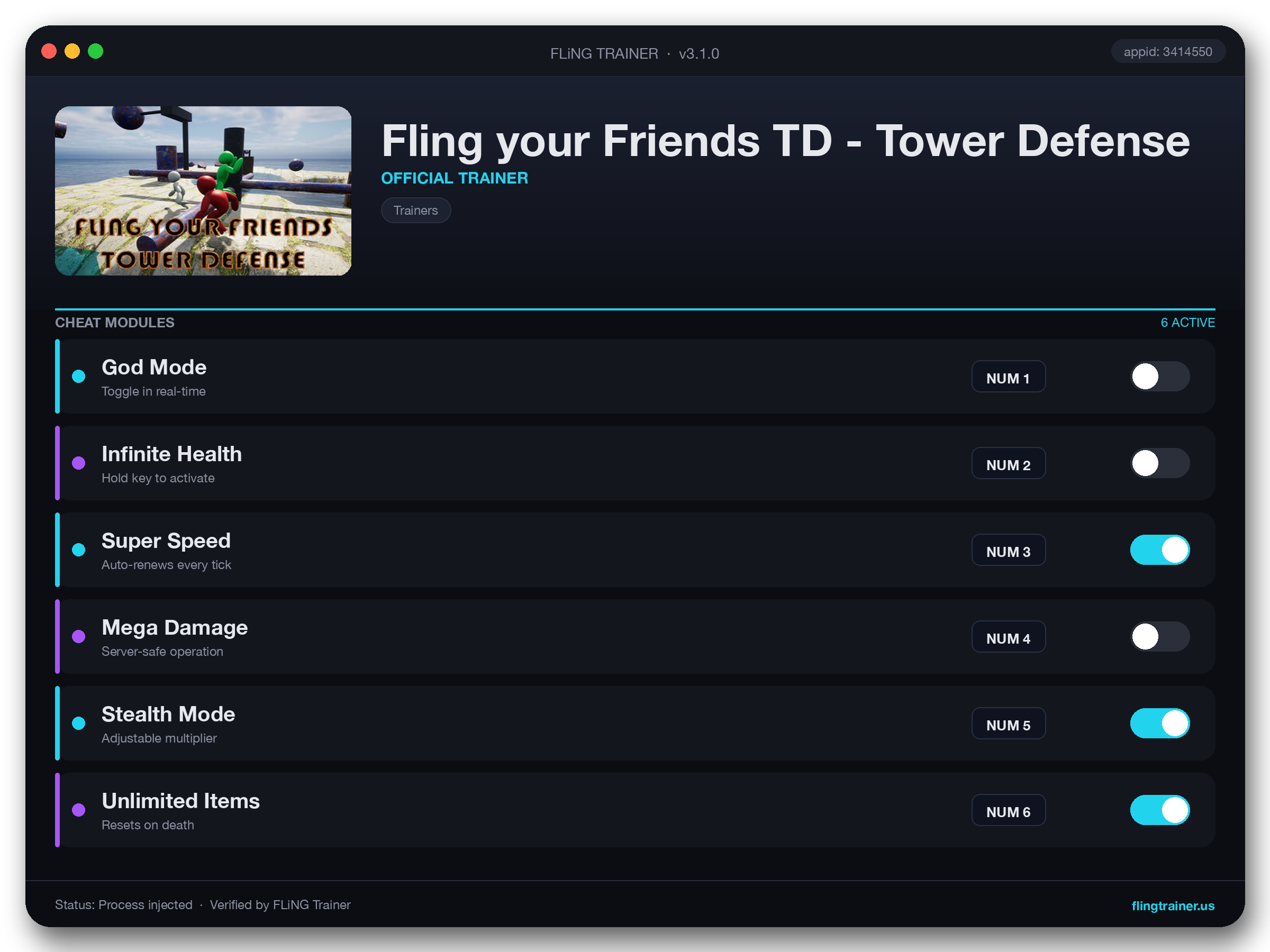 Fling your Friends TD - Tower Defense Trainer interface