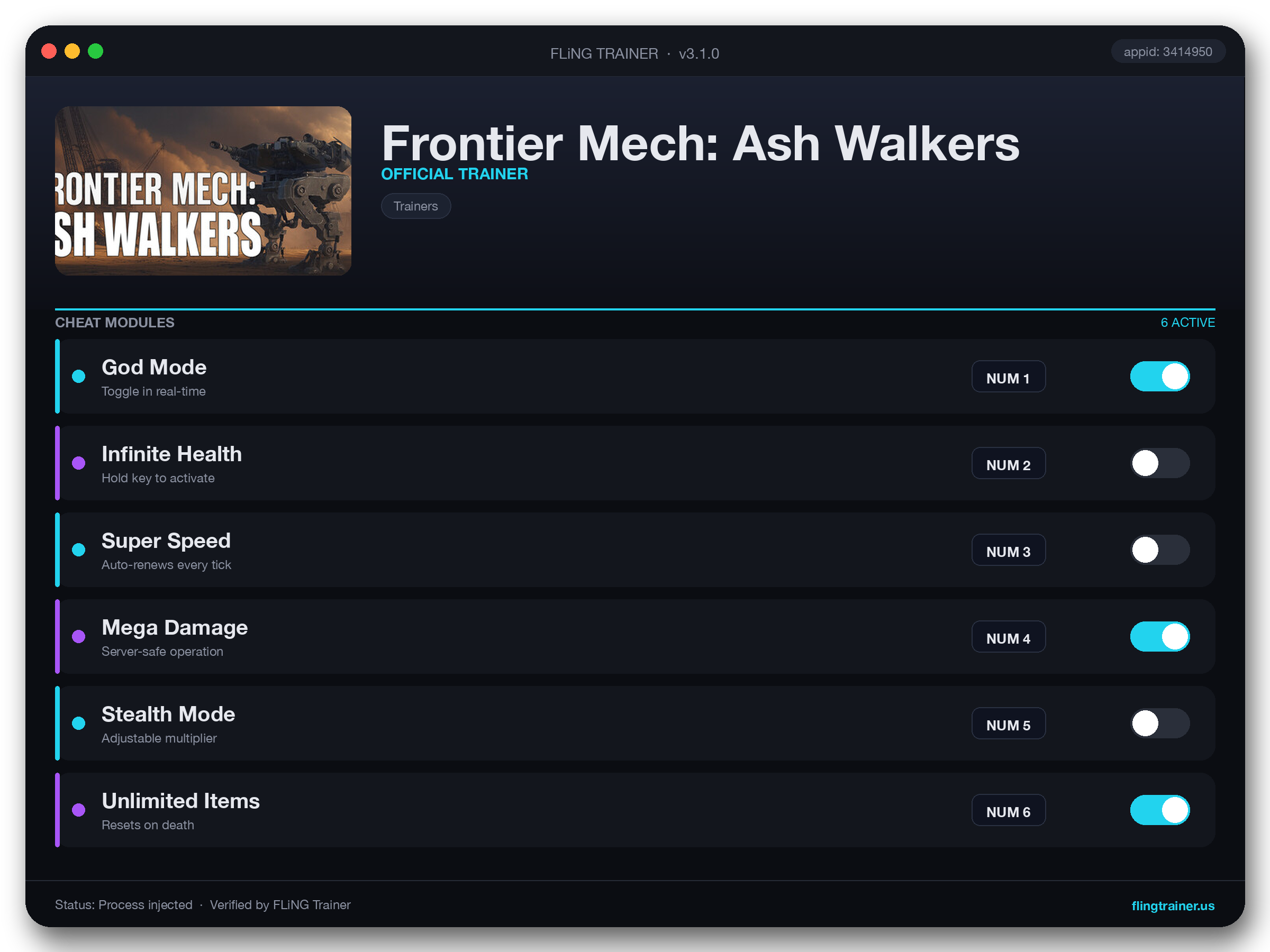 Frontier Mech: Ash Walkers Trainer interface