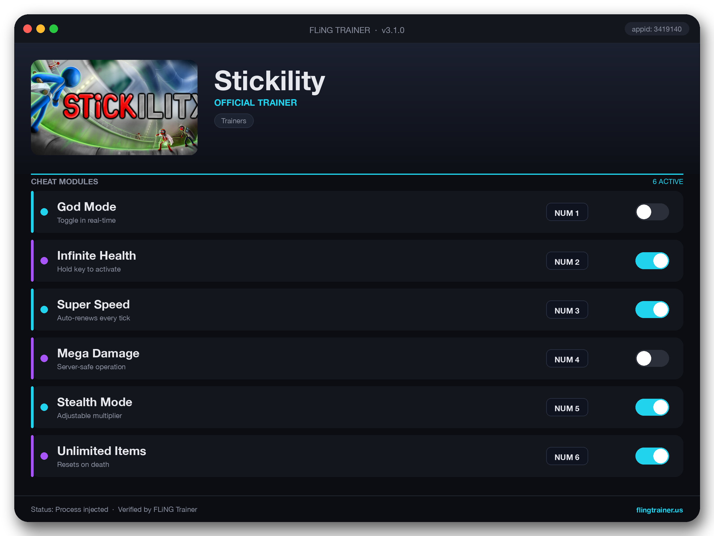 Stickility Trainer interface