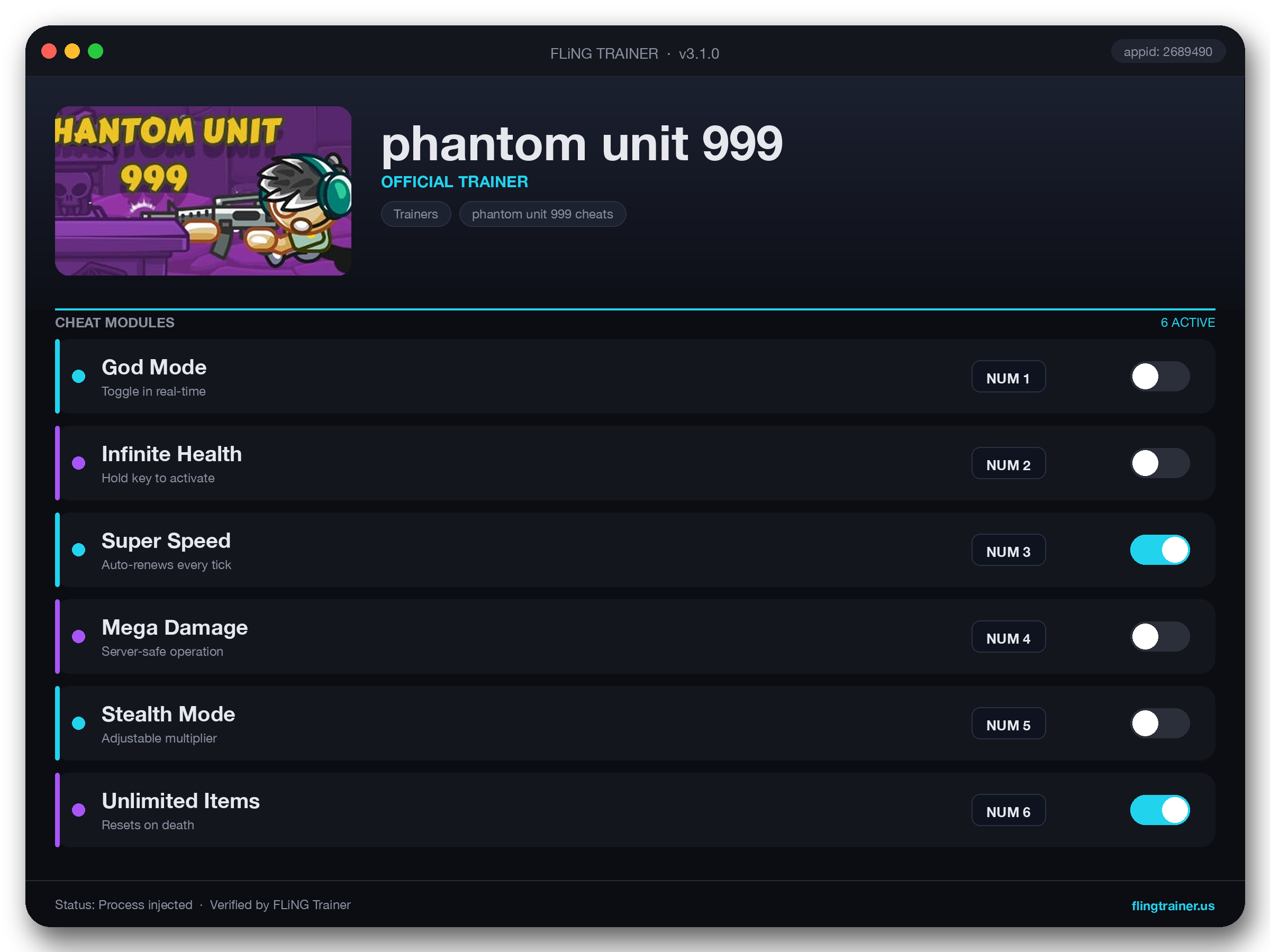 phantom unit 999 Trainer interface