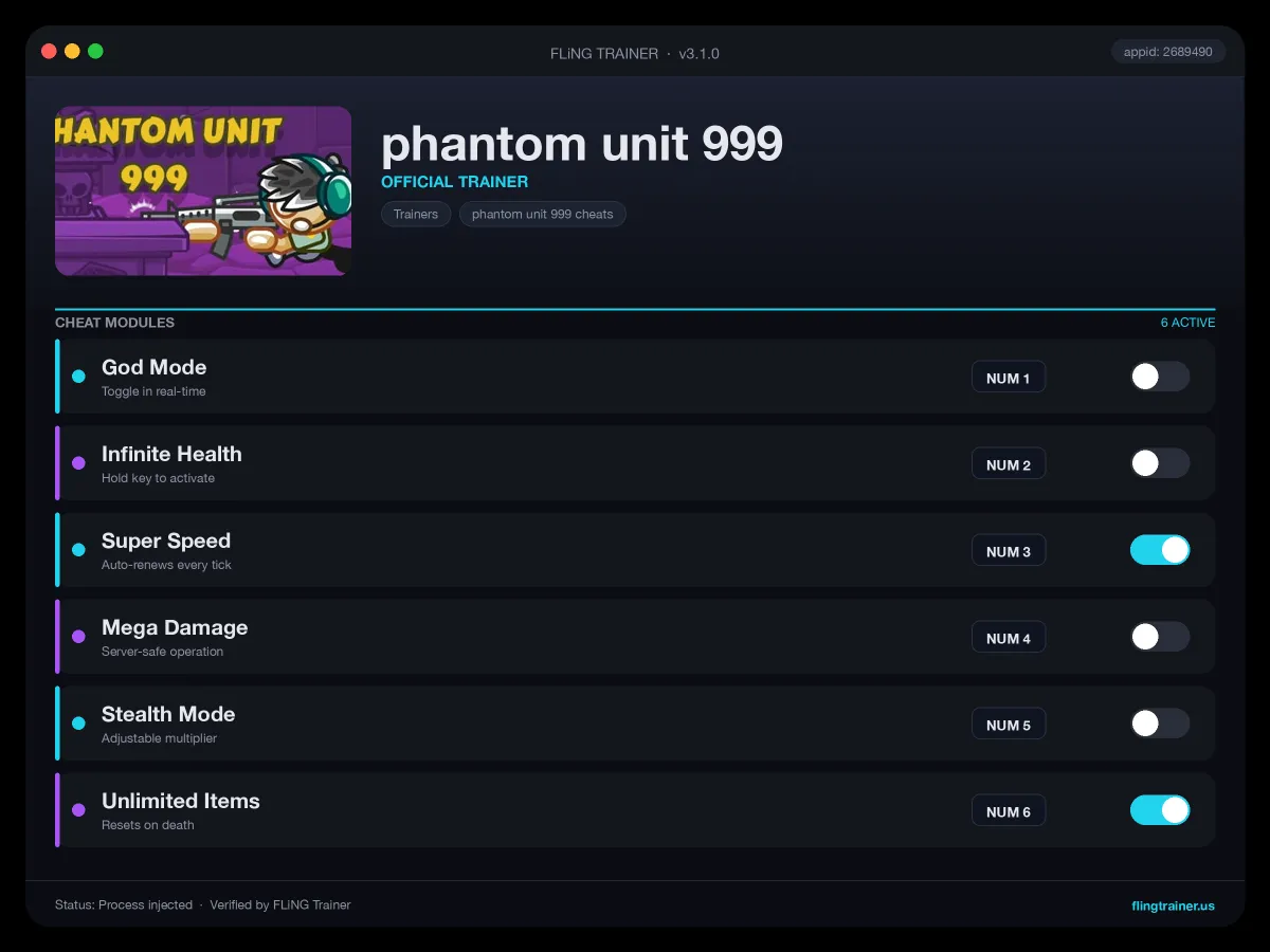 phantom unit 999 Trainer interface