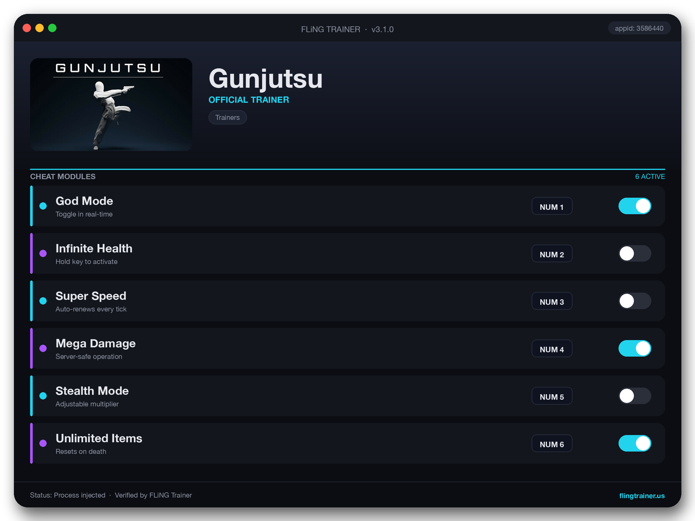 Gunjutsu Trainer interface