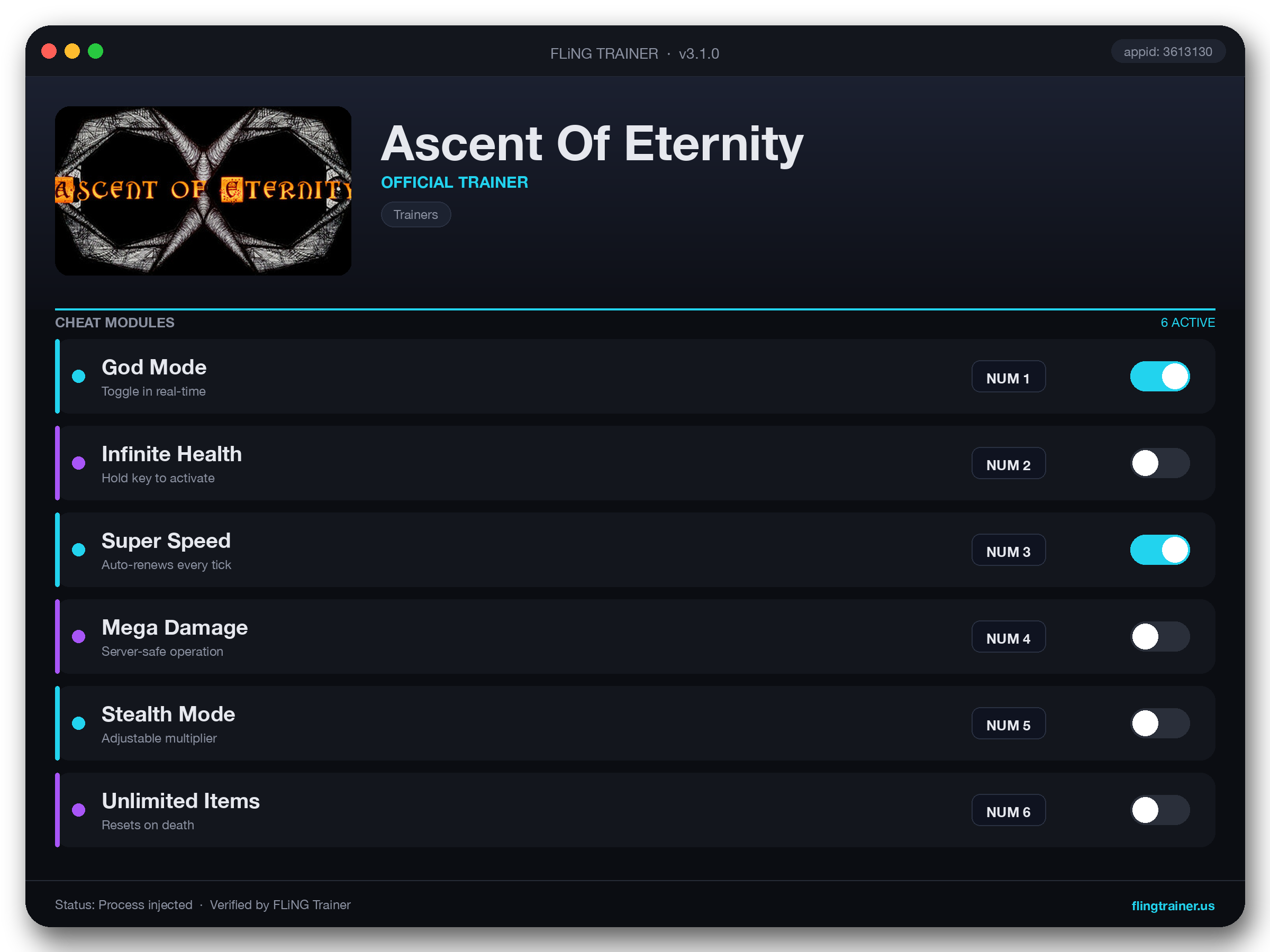 Ascent Of Eternity Trainer interface