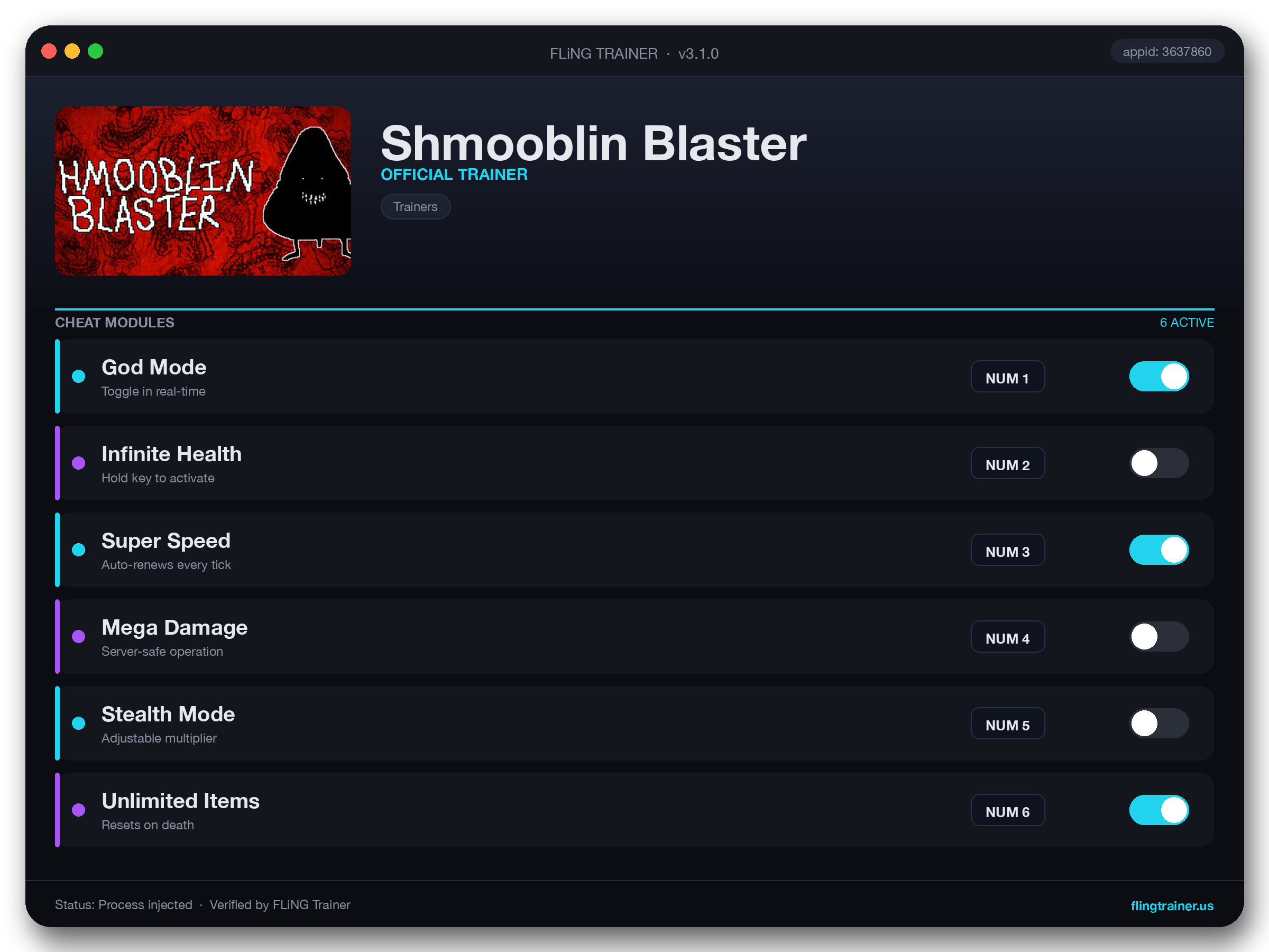 Shmooblin Blaster Trainer interface
