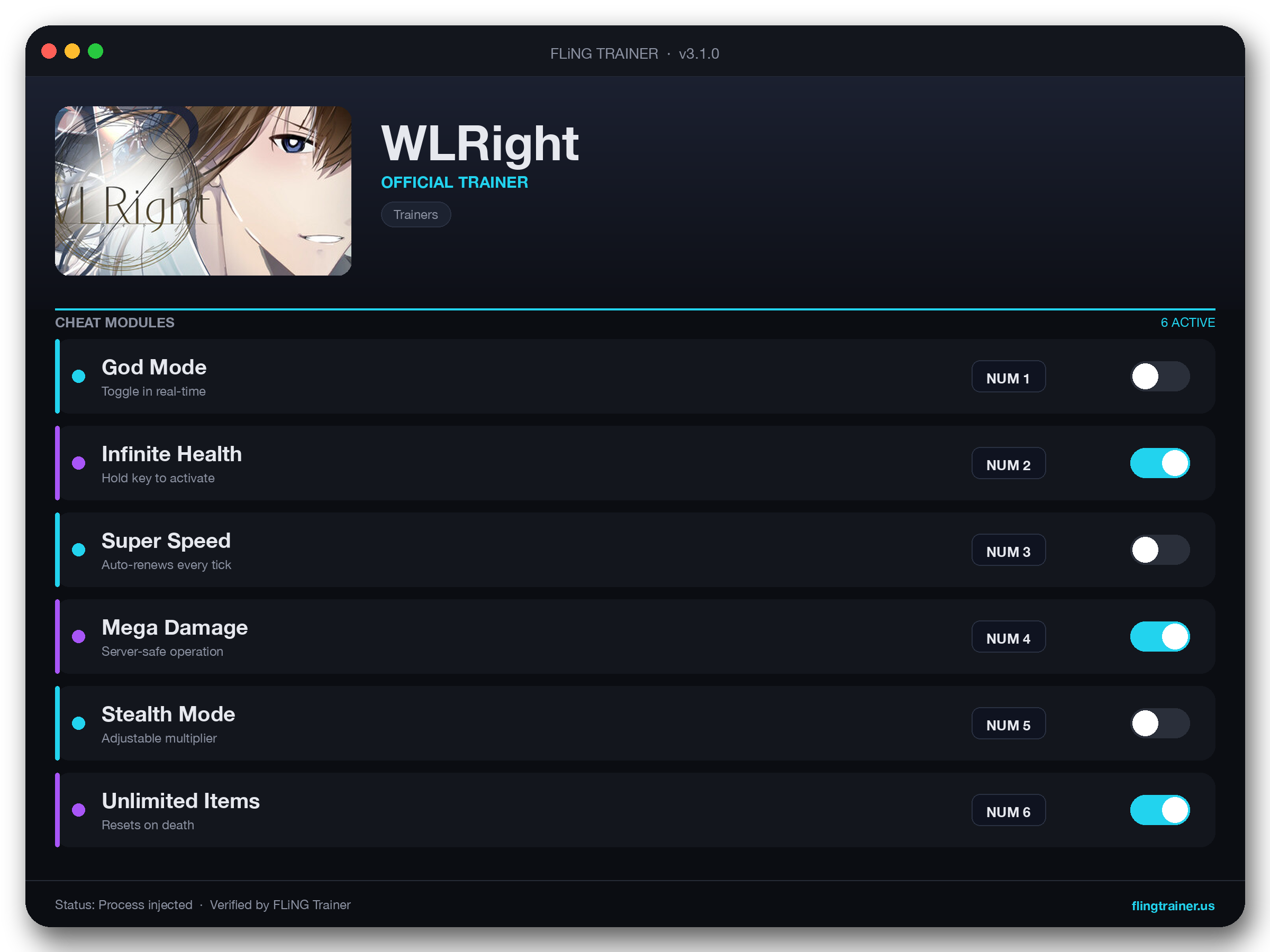 WLRight Trainer interface