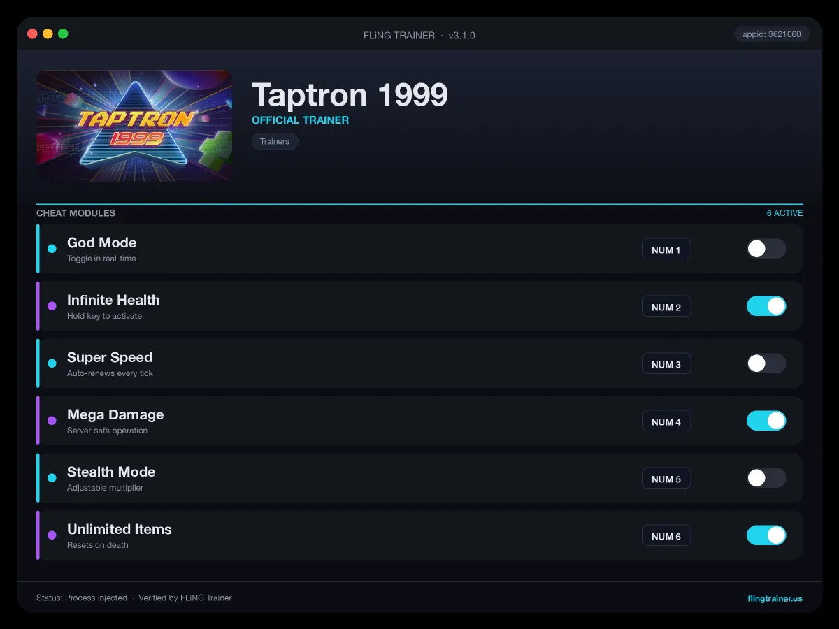 Taptron 1999 Trainer interface