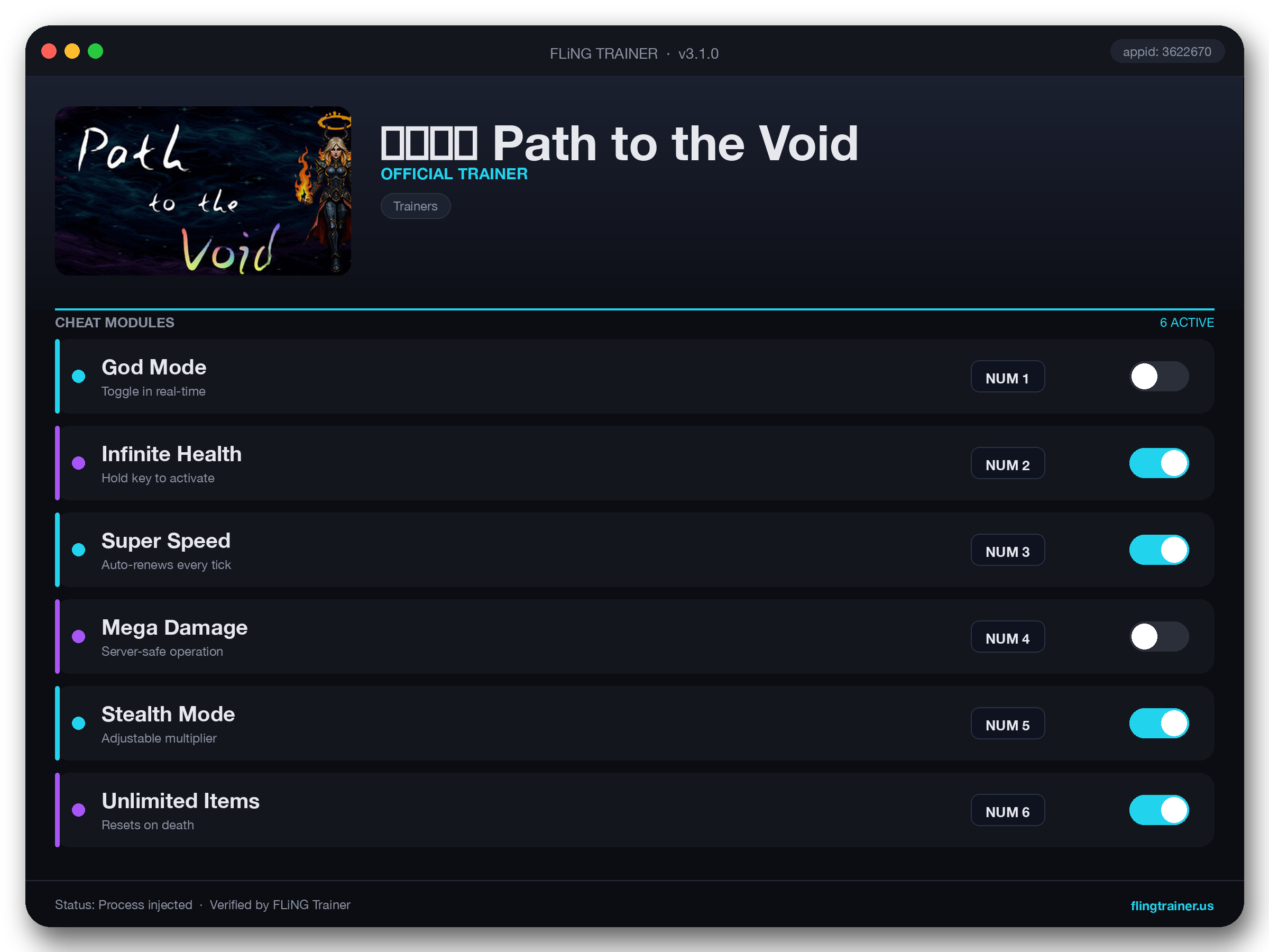 飘渺之路 Path to the Void Trainer interface