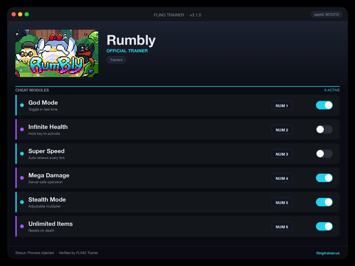 Rumbly Trainer interface