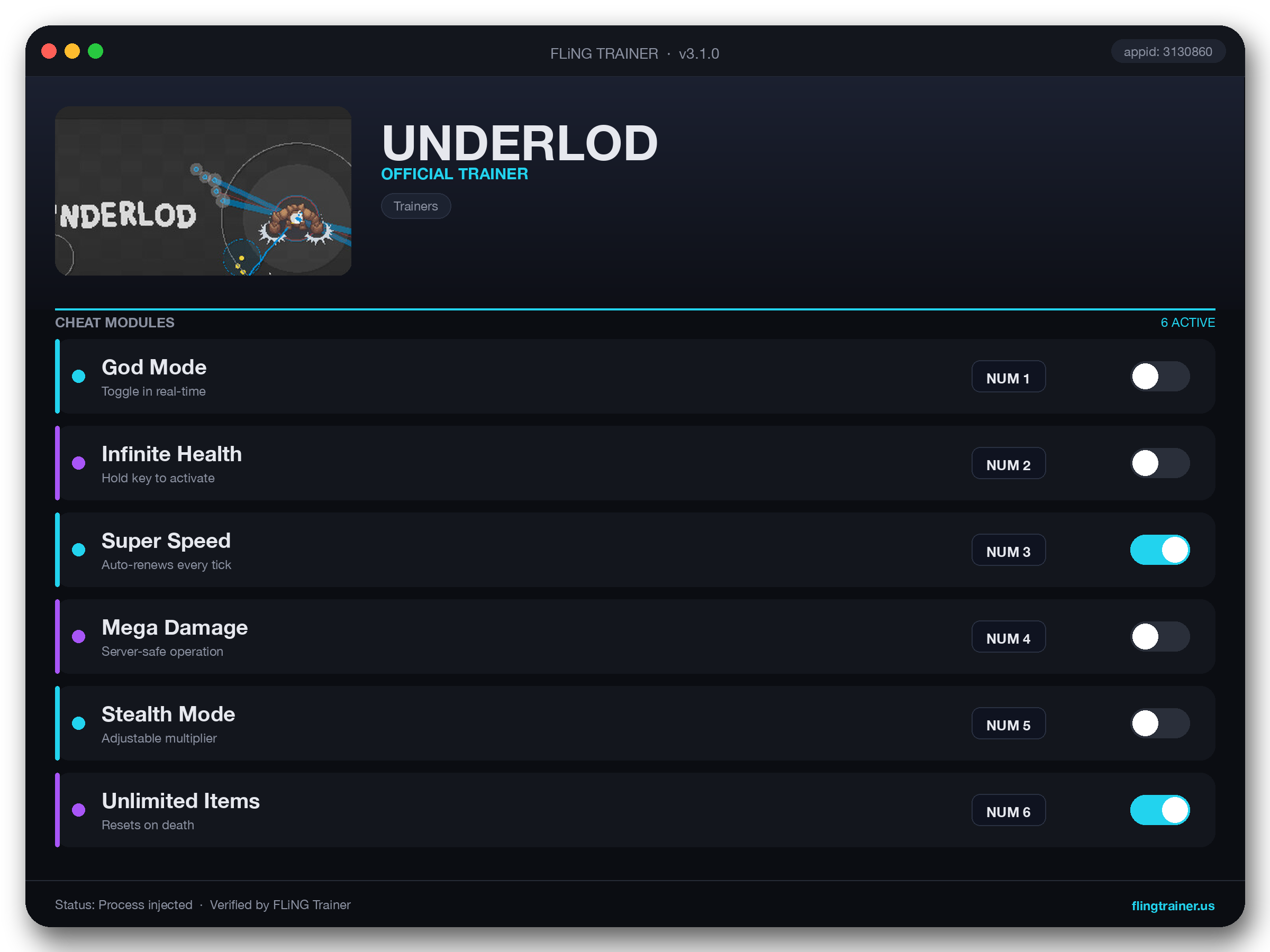 UNDERLOD Trainer interface