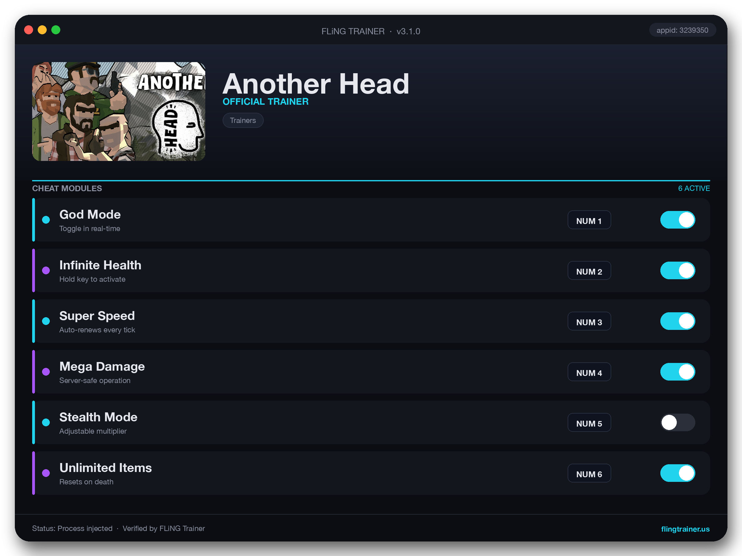 Another Head Trainer interface