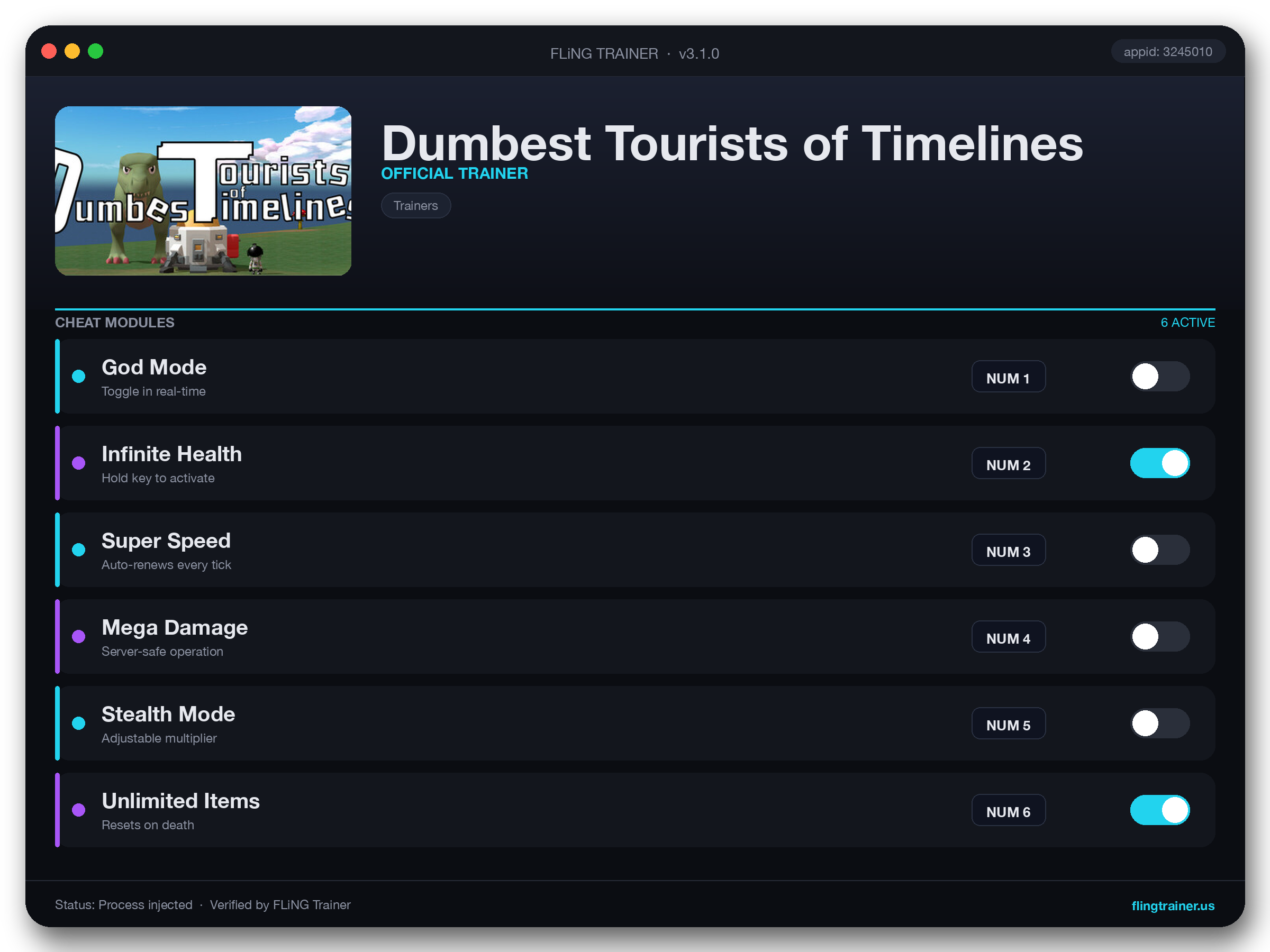Dumbest Tourists of Timelines Trainer interface
