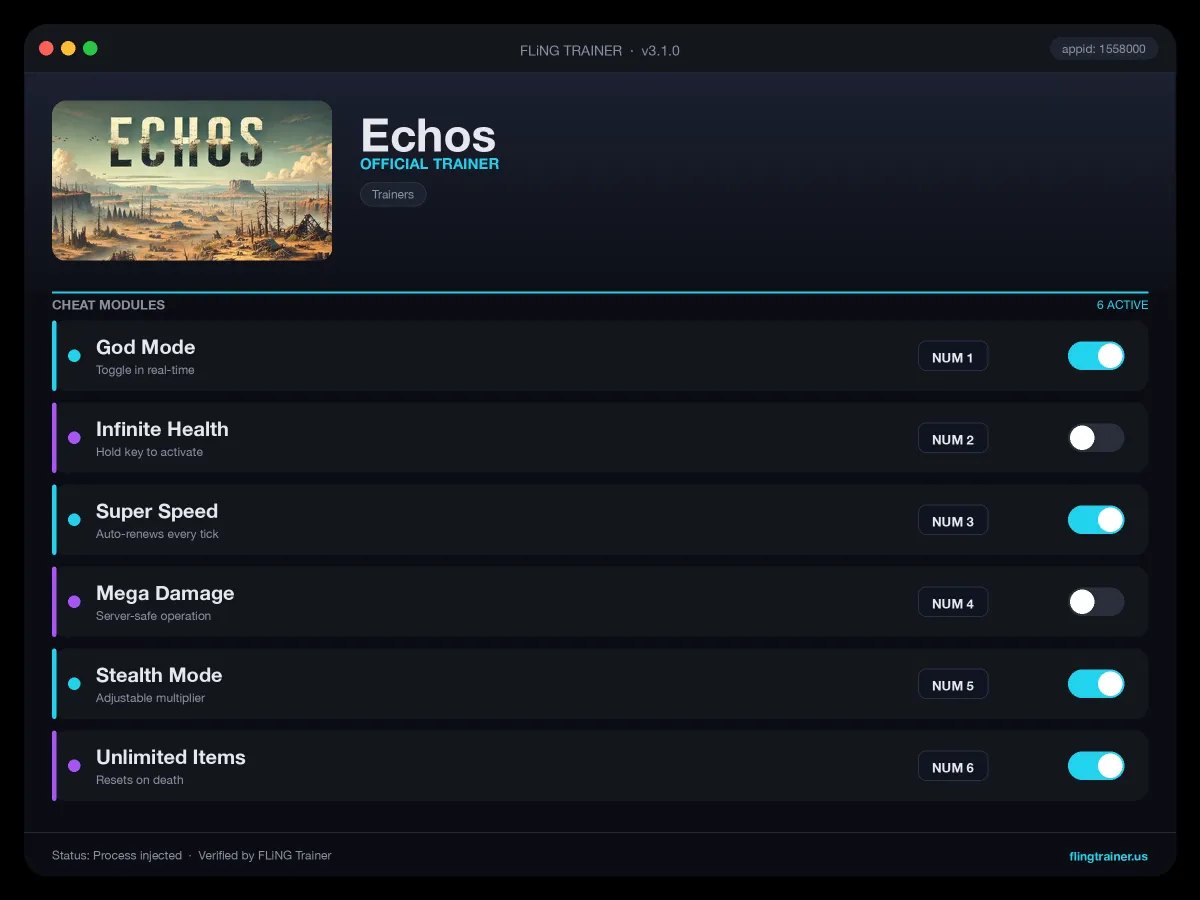 Echos Trainer interface