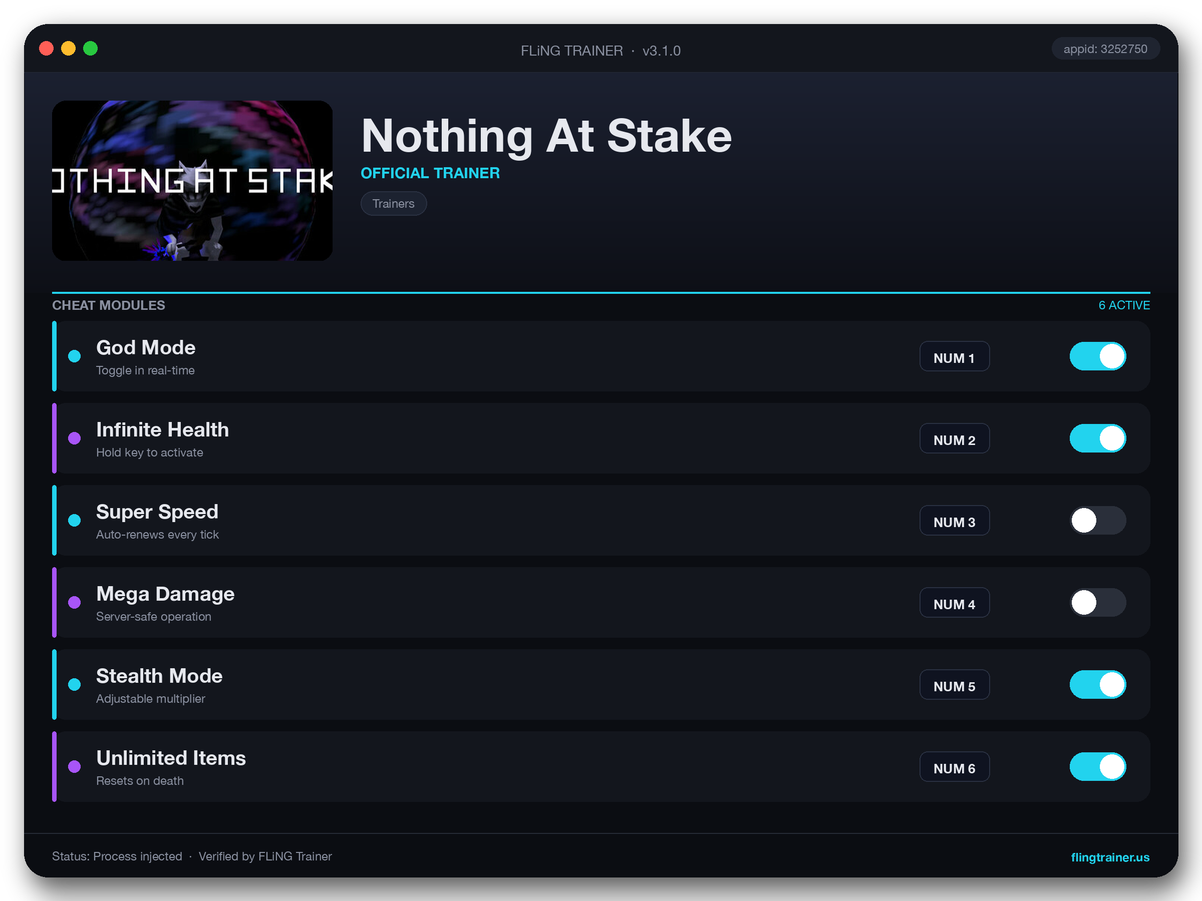 Nothing At Stake Trainer interface