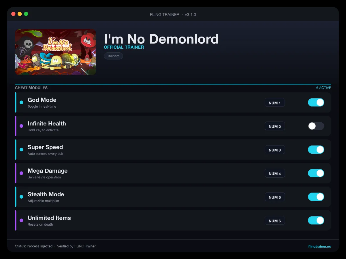I'm No Demonlord Trainer interface