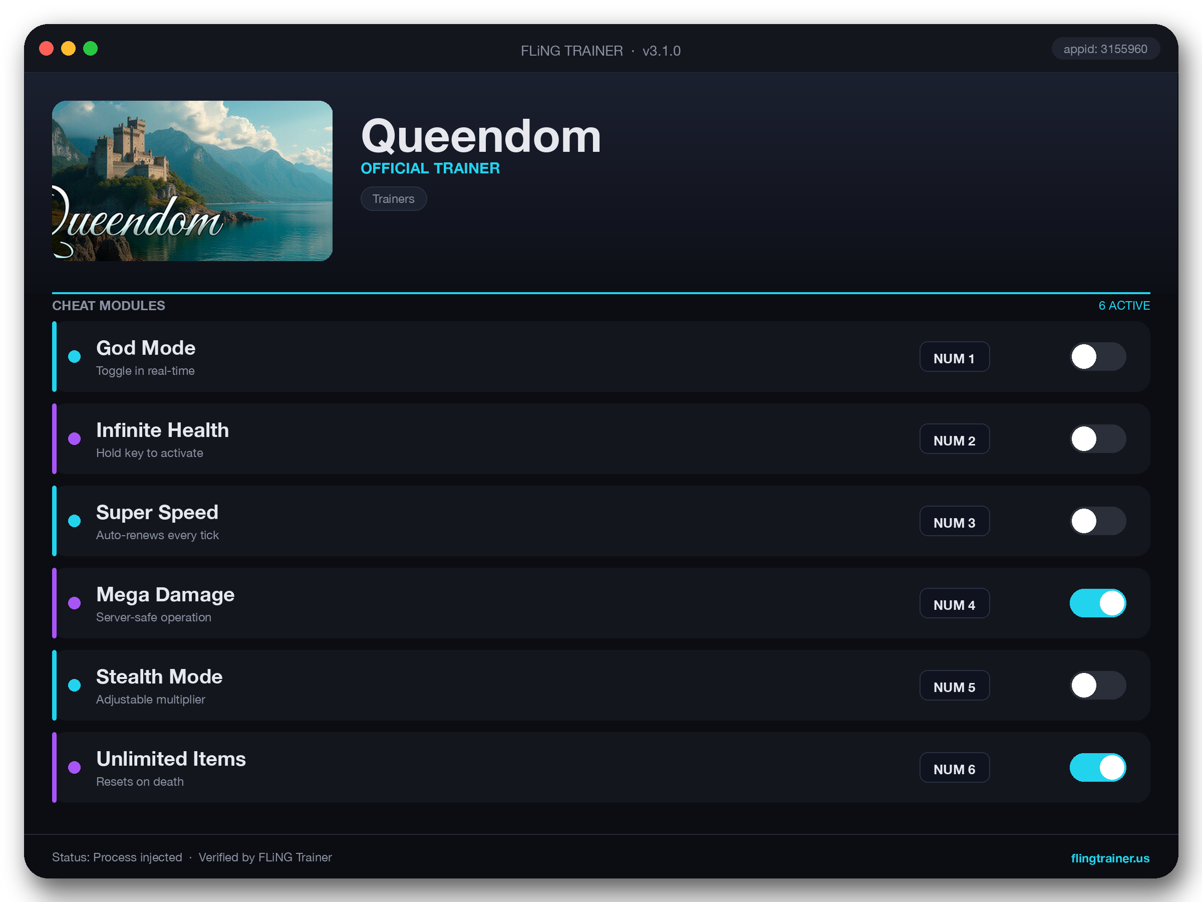 Queendom Trainer interface