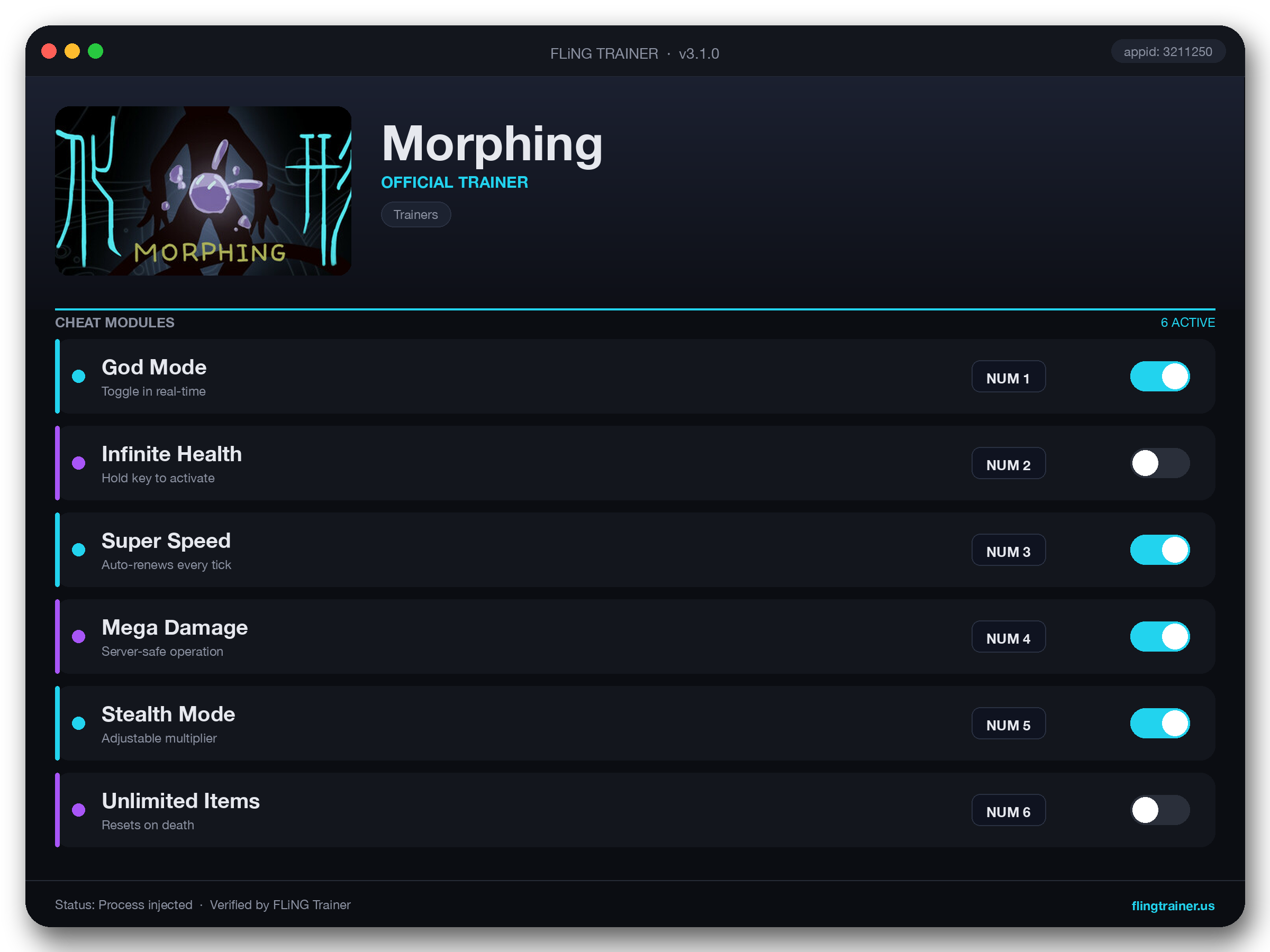 Morphing Trainer interface