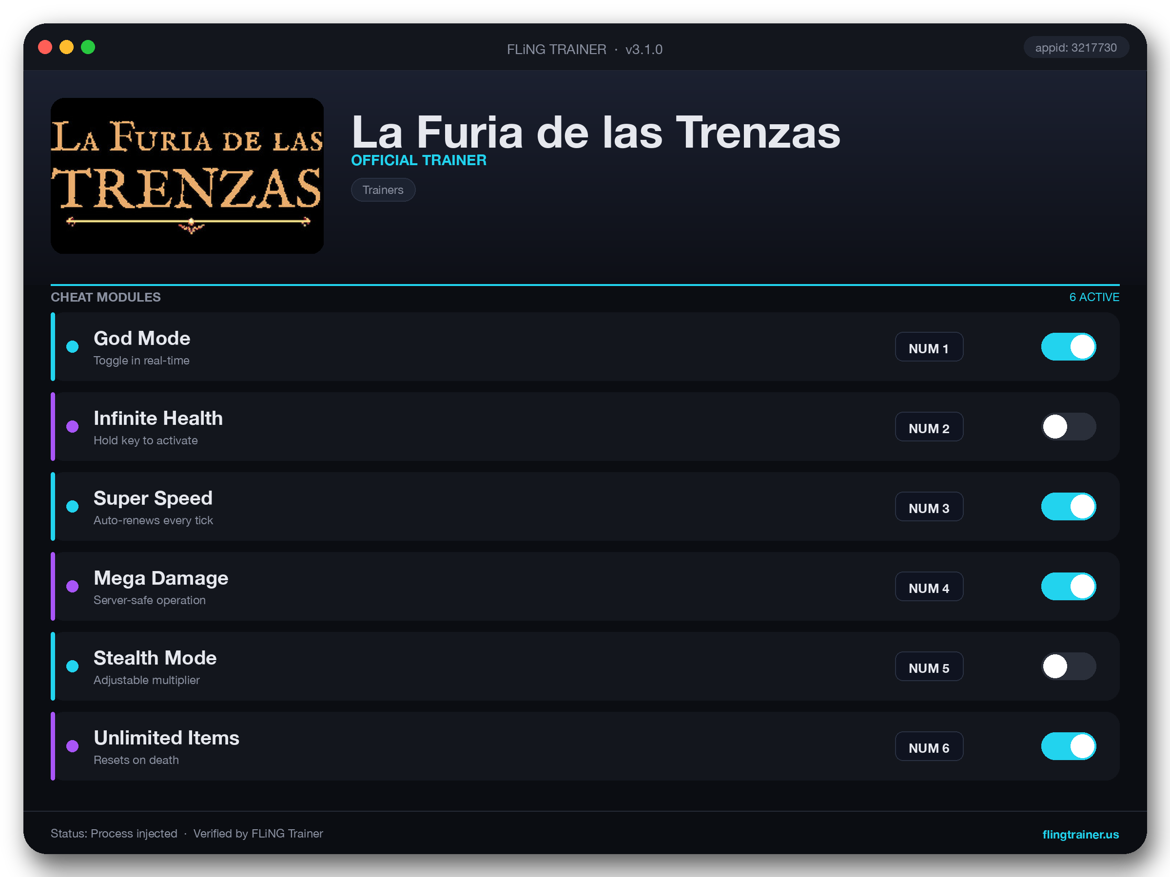 La Furia de las Trenzas Trainer interface
