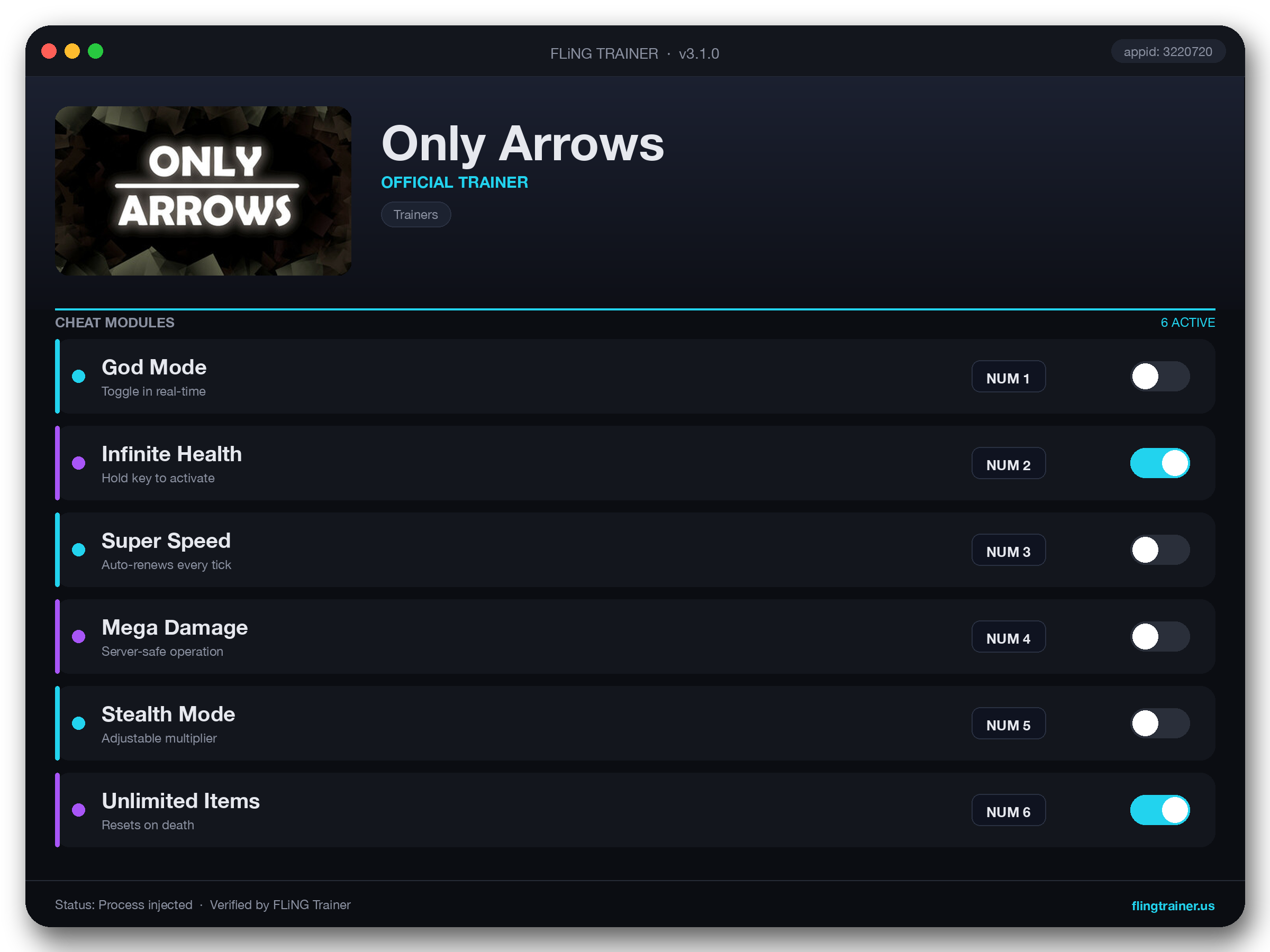 Only Arrows Trainer interface