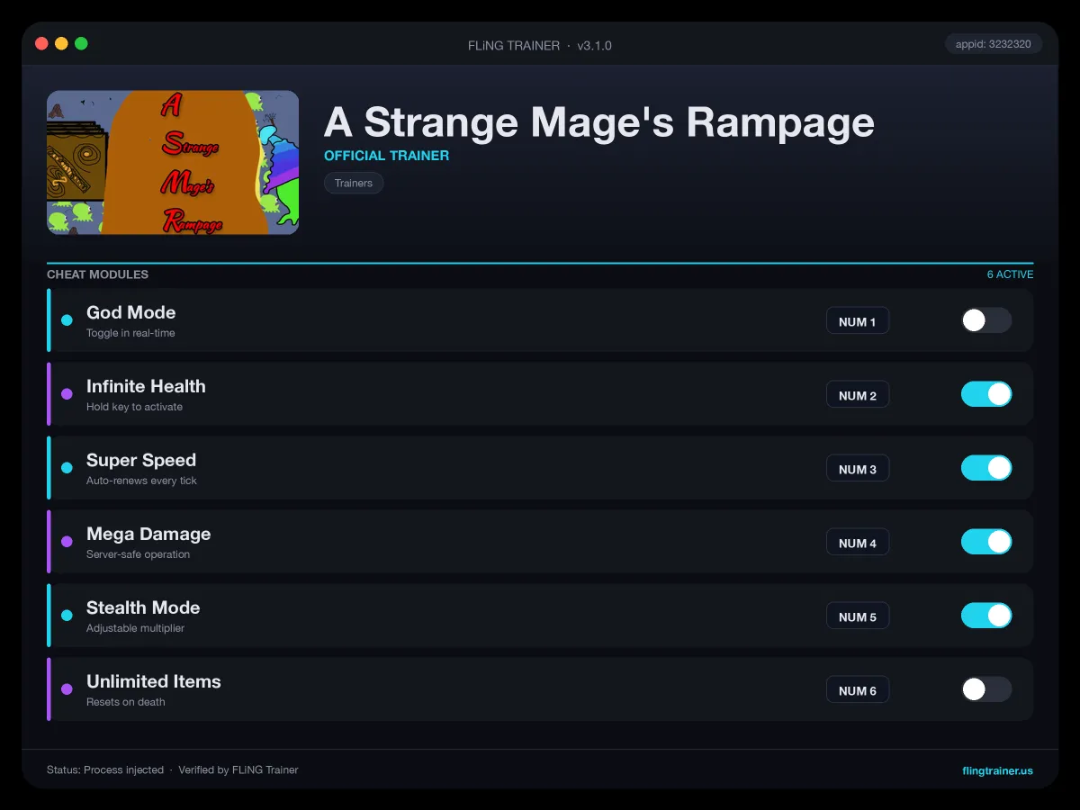A Strange Mage's Rampage Trainer interface