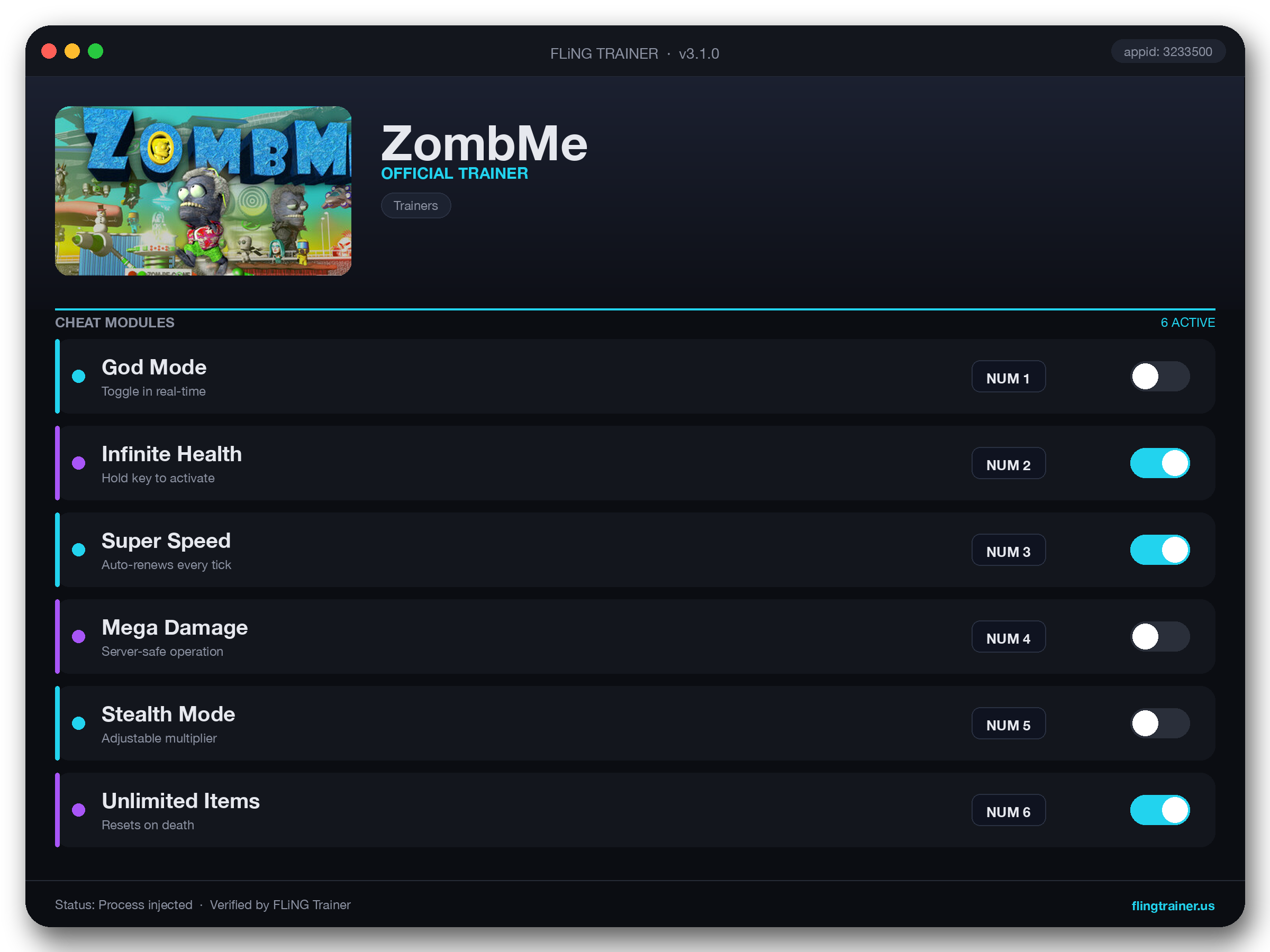 ZombMe Trainer interface