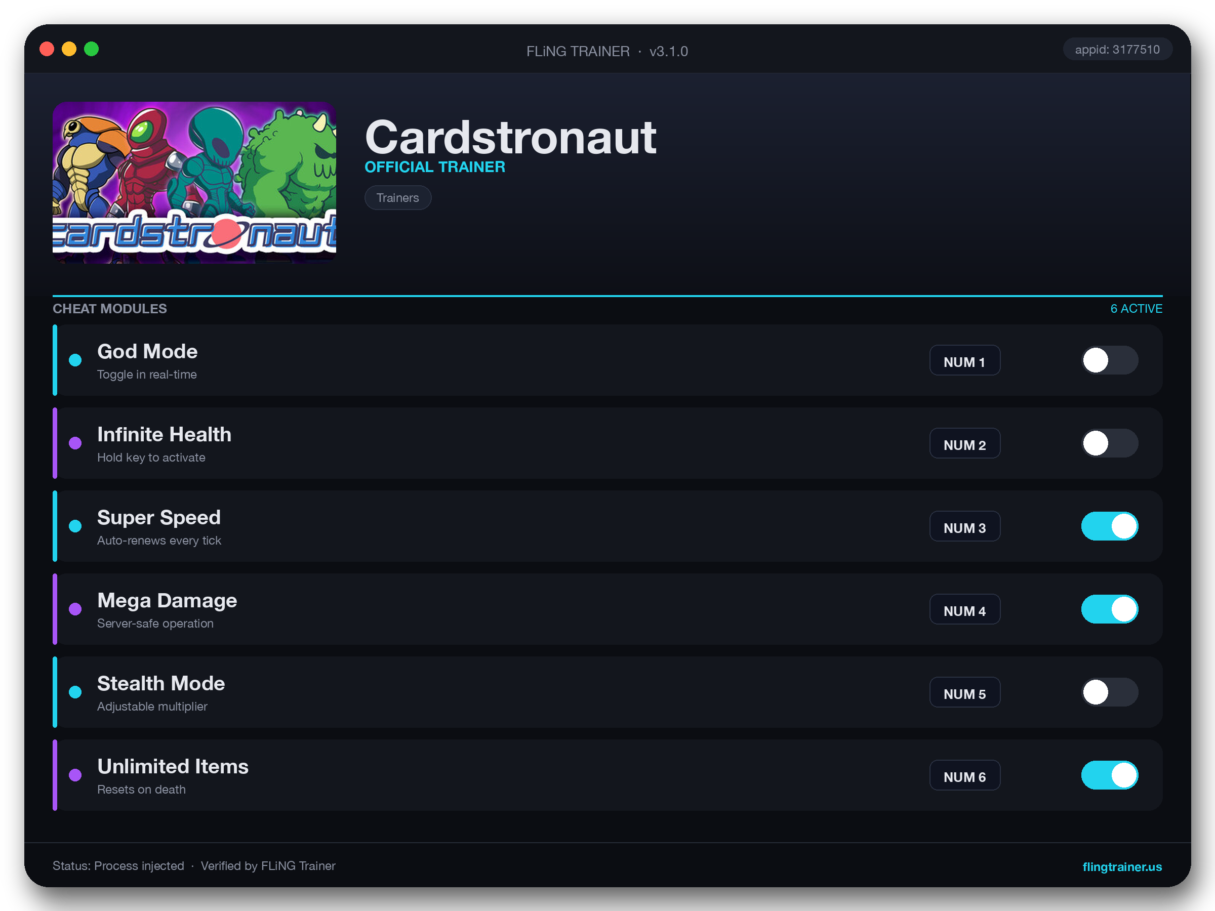 Cardstronaut Trainer interface