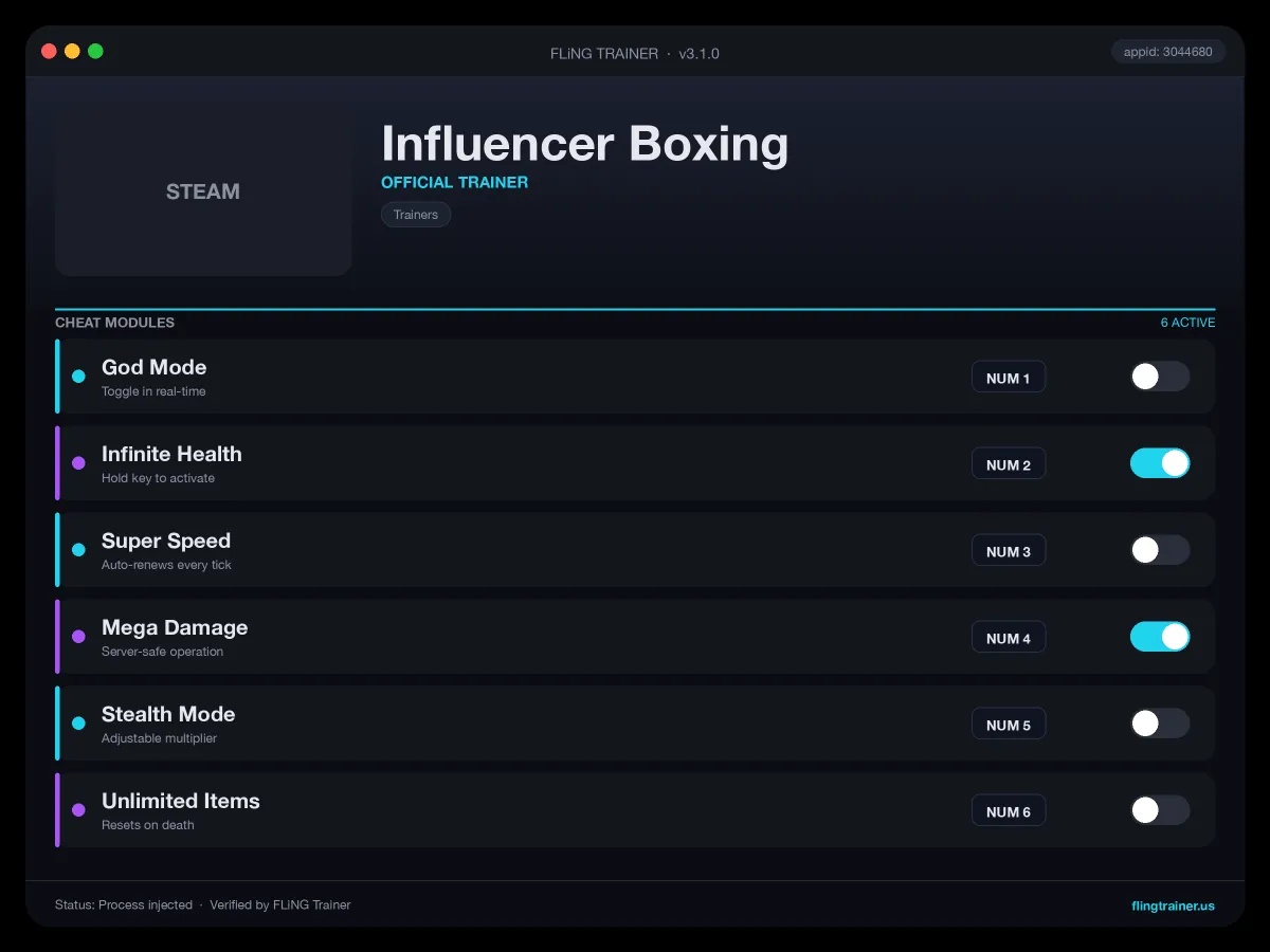 Influencer Boxing Trainer interface