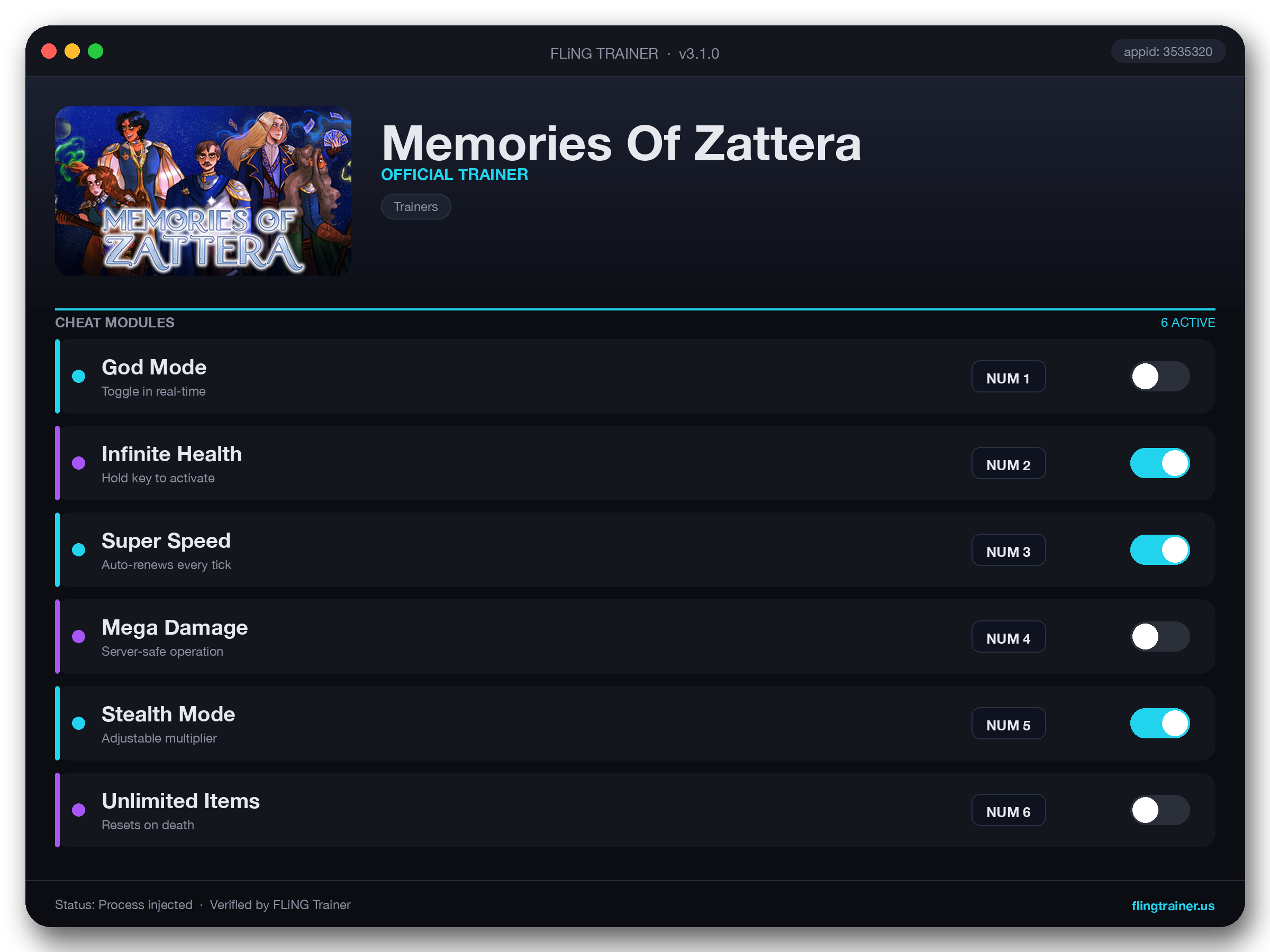 Memories Of Zattera Trainer interface