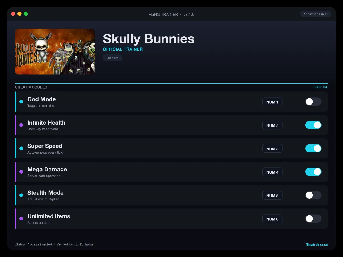 Skully Bunnies Trainer interface