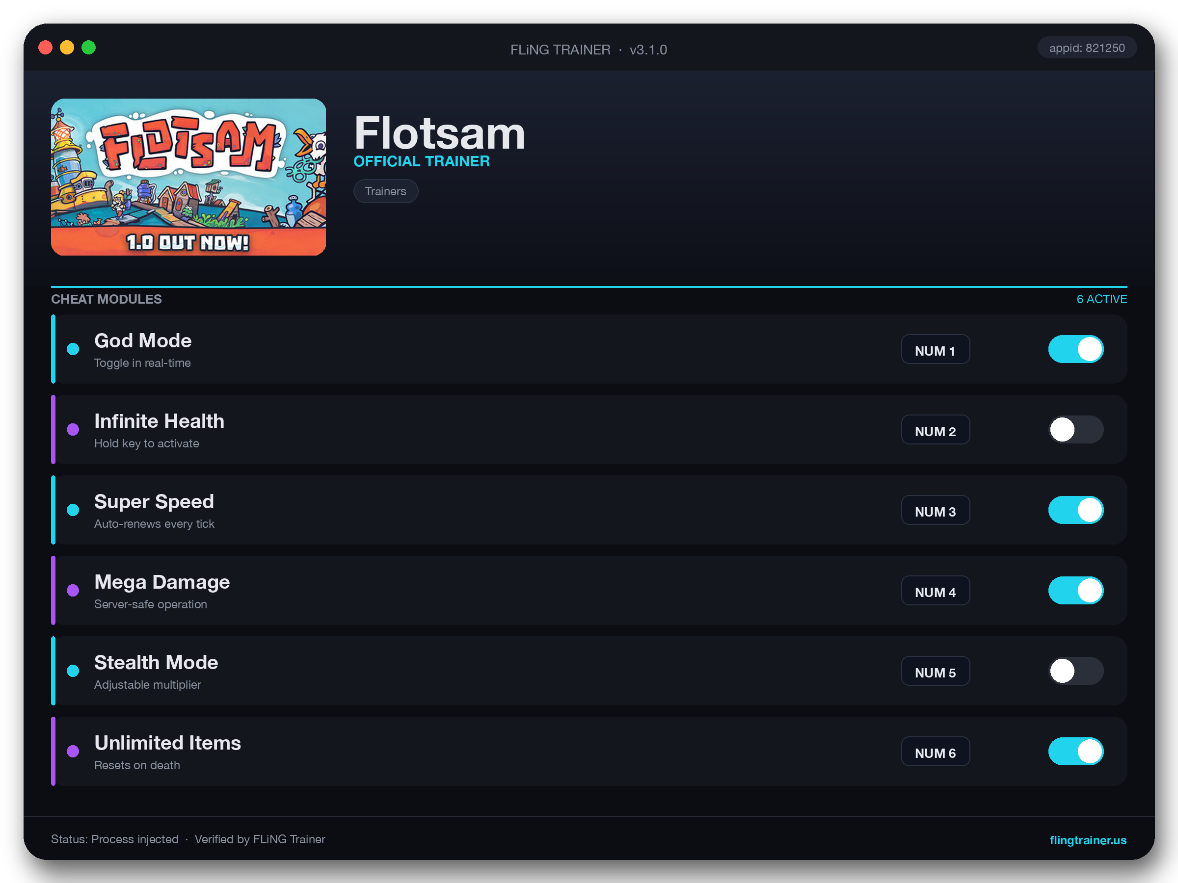 Flotsam Trainer interface