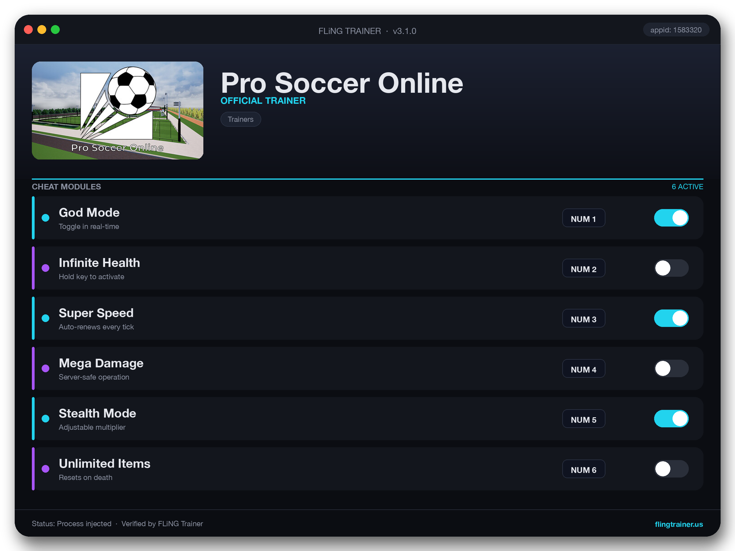 Pro Soccer Online Trainer interface