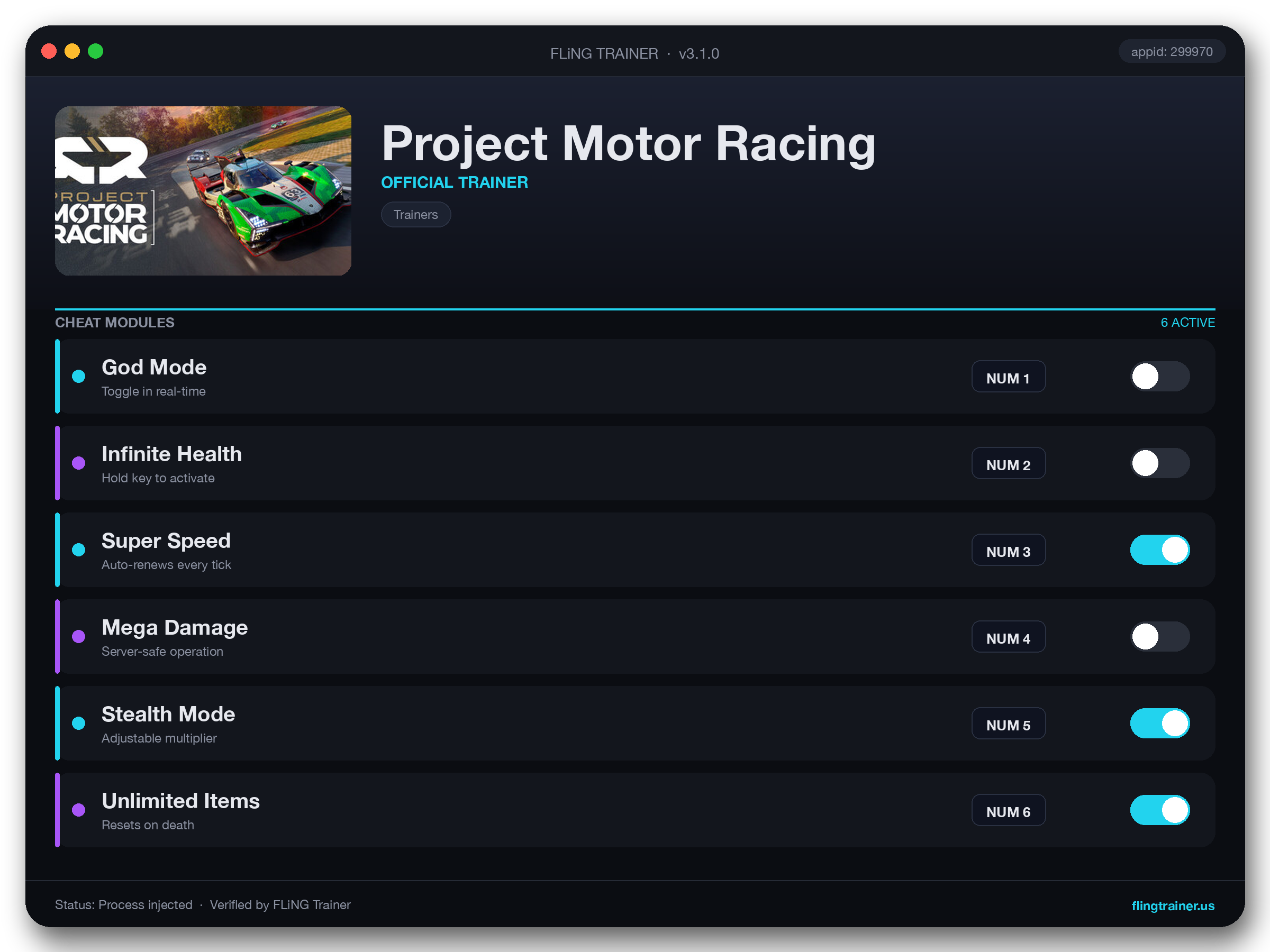 Project Motor Racing Trainer interface